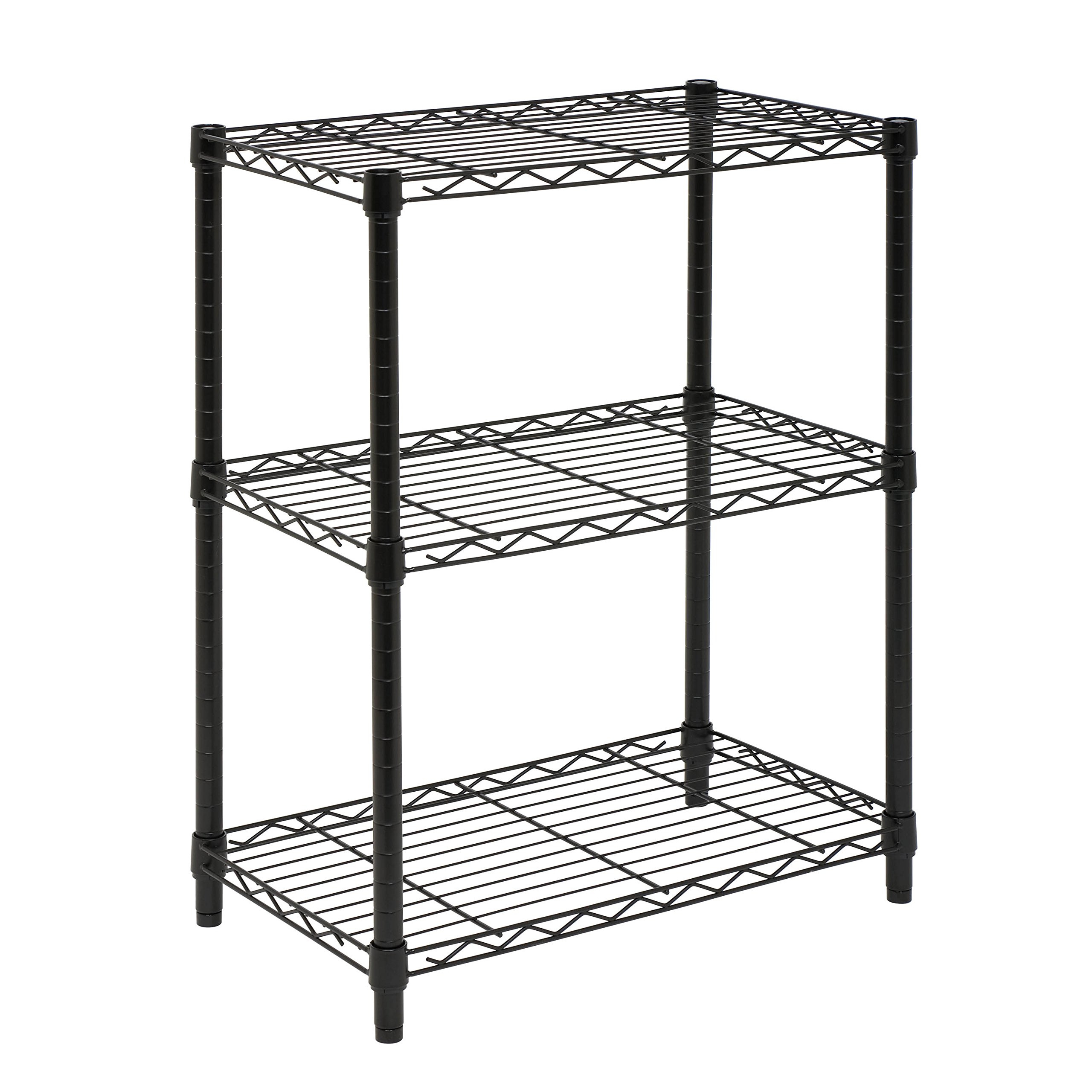 Honey-Can-Do 3-Tier Heavy Duty Adjustable Shelving Unit - Black Metal Storage Rack for Garage, Pantry & Closet Organization | Space-Saving Home & Office Storage Solution