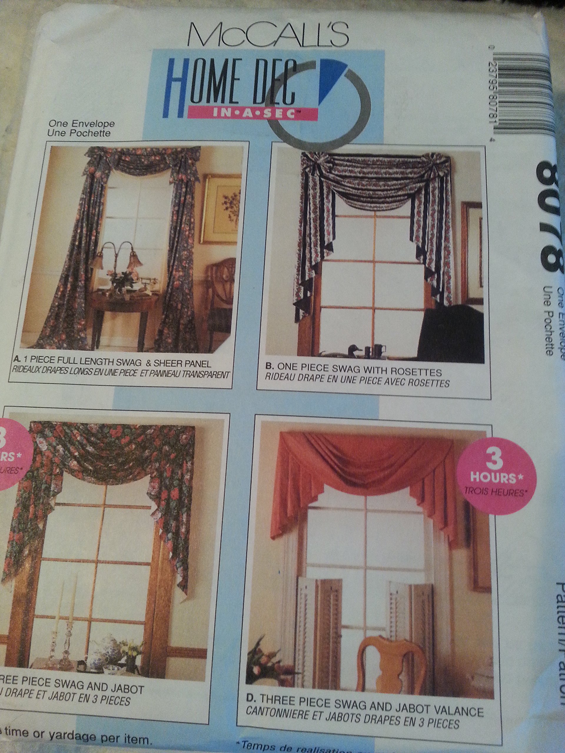 McCalls 8078 Victorian Style Window Curtain Set - Elegant Swag, Jabot & Valance for Home Decor | Perfect for Living Room, Bedroom & Dining Room Window Treatments
