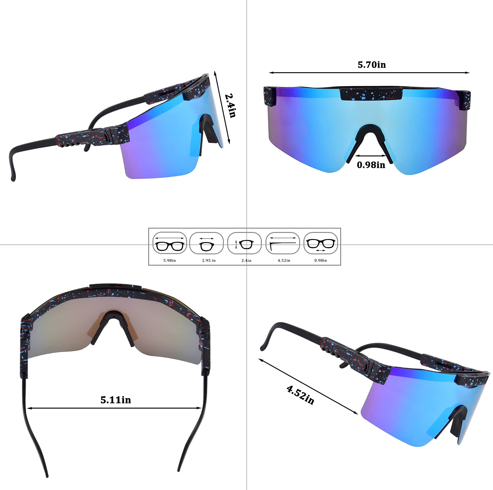 Polarized Sports Sunglasses for Men & Women - UV Protection Cycling Sunglasses for Running, Hiking & Outdoor Activities