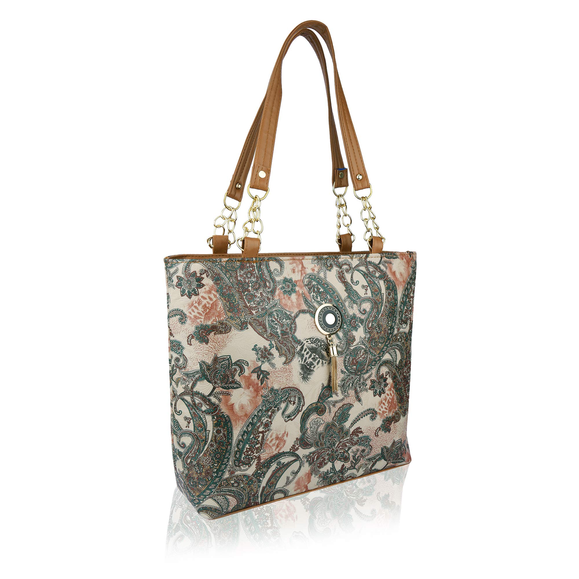 SHAMRIZ Women's Synthetic Leather Floral Print Top Handle Shoulder Bag - Stylish Tote Purse for Work, Shopping & Travel