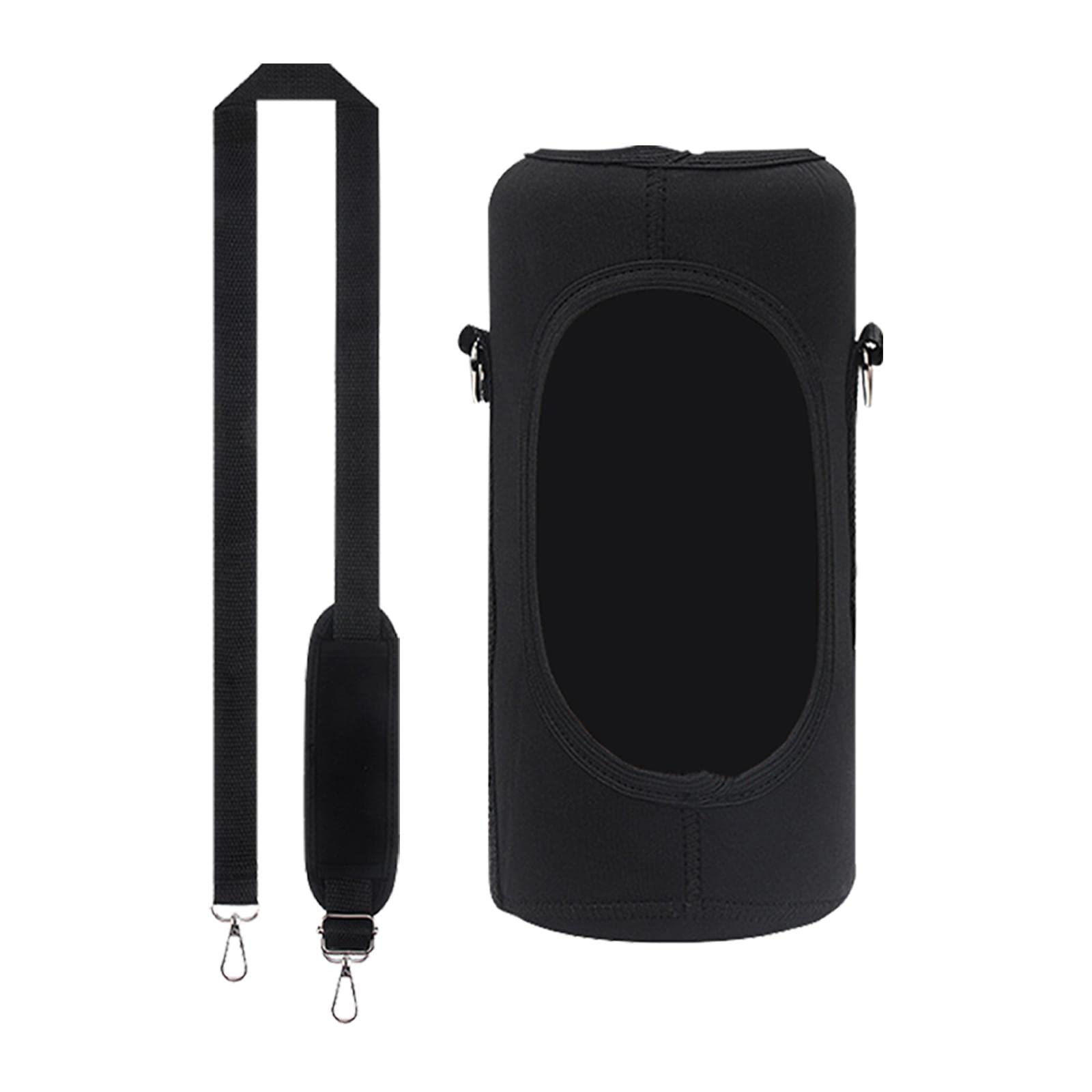 SM SunniMix Insulated Water Bottle Carrier Bag - Adjustable Shoulder Strap Neoprene Pouch with 2 Pockets for Hiking, Gym & Outdoor Activities (Black)