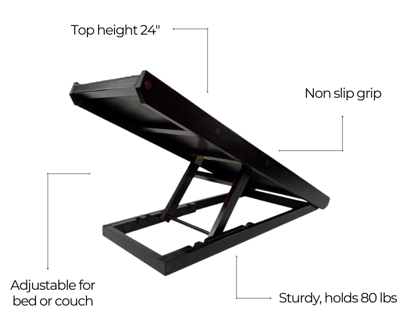 AlphaPaw Original Natural Wood Dog Ramp for Small & Large Breeds - Adjustable Height Pet Stairs for Beds, Couches, Cars - No Assembly Required Dark Brown PawRamp - Perfect for Elderly Dogs & Post-Surgery Recovery