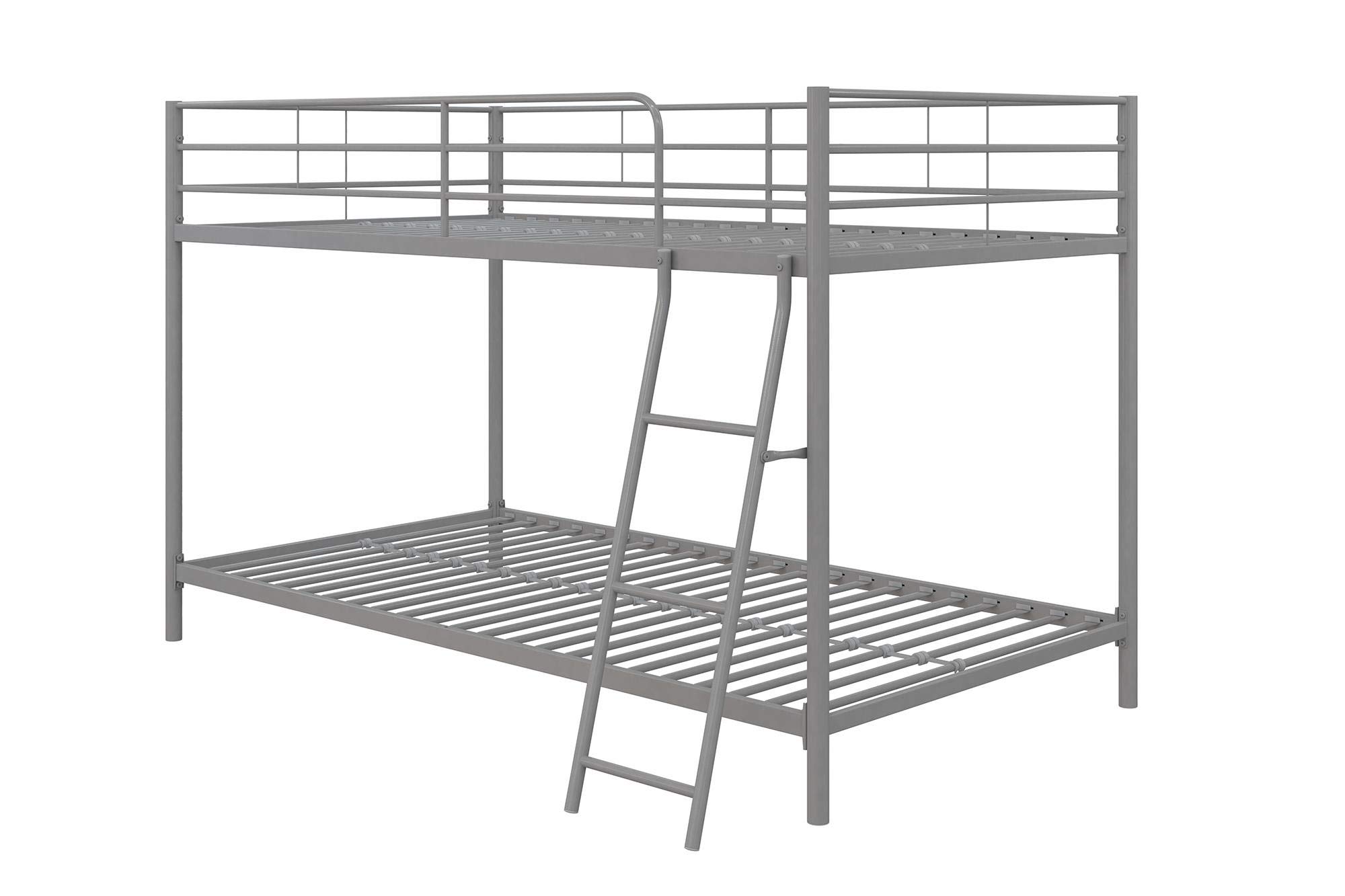 DHP Junior Twin Bunk Bed with Metal Frame & Full-Length Guardrails - Space-Saving Silver Bunk Bed for Kids & Teens - Perfect for Small Bedrooms, Dorm Rooms & Shared Kids' Rooms