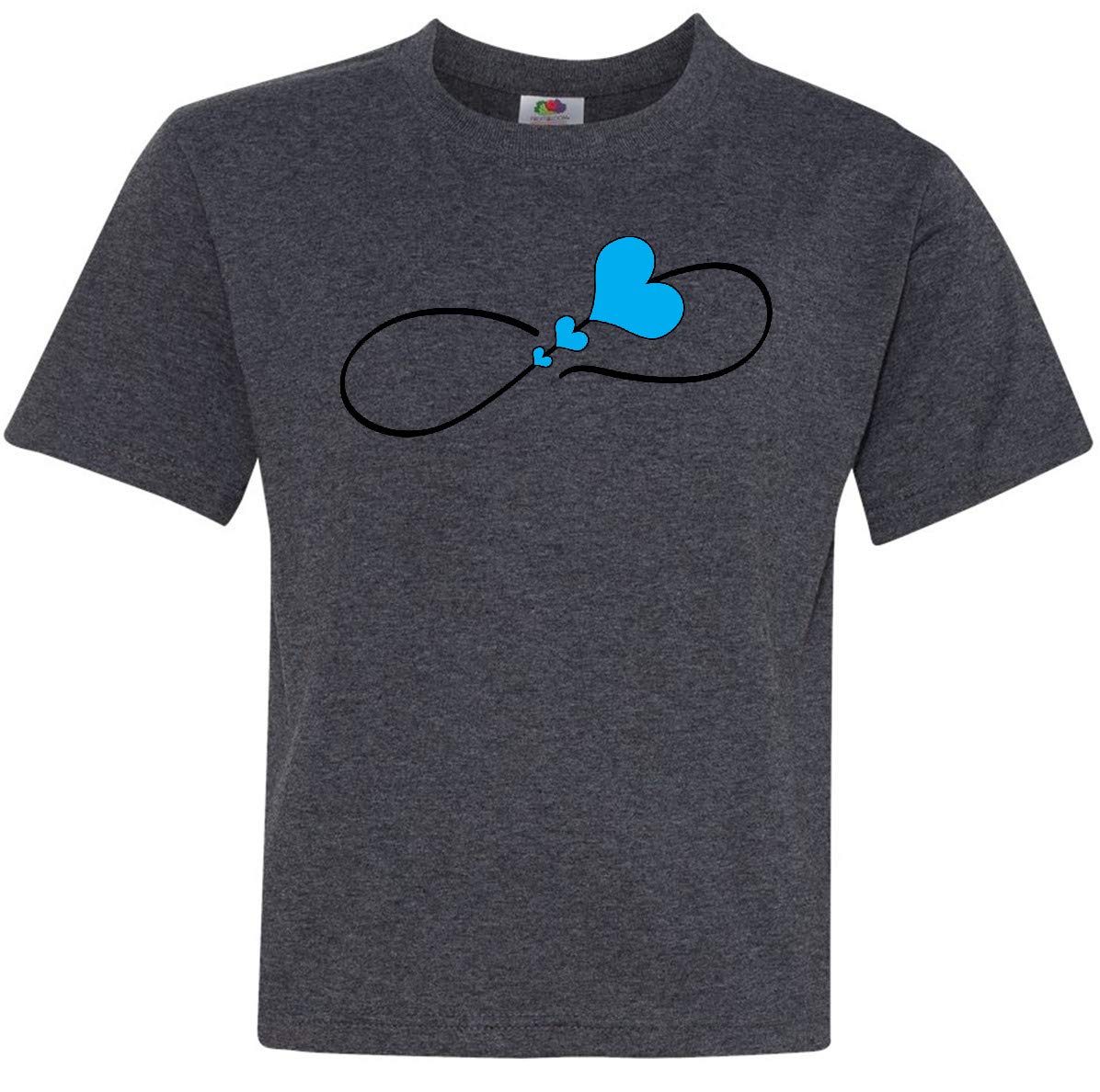 Inktastic Infinity Loop with Hearts Blue Youth T-Shirt | Cute Graphic Tee for Kids & Teens | Perfect for School, Casual Wear & Family Outings