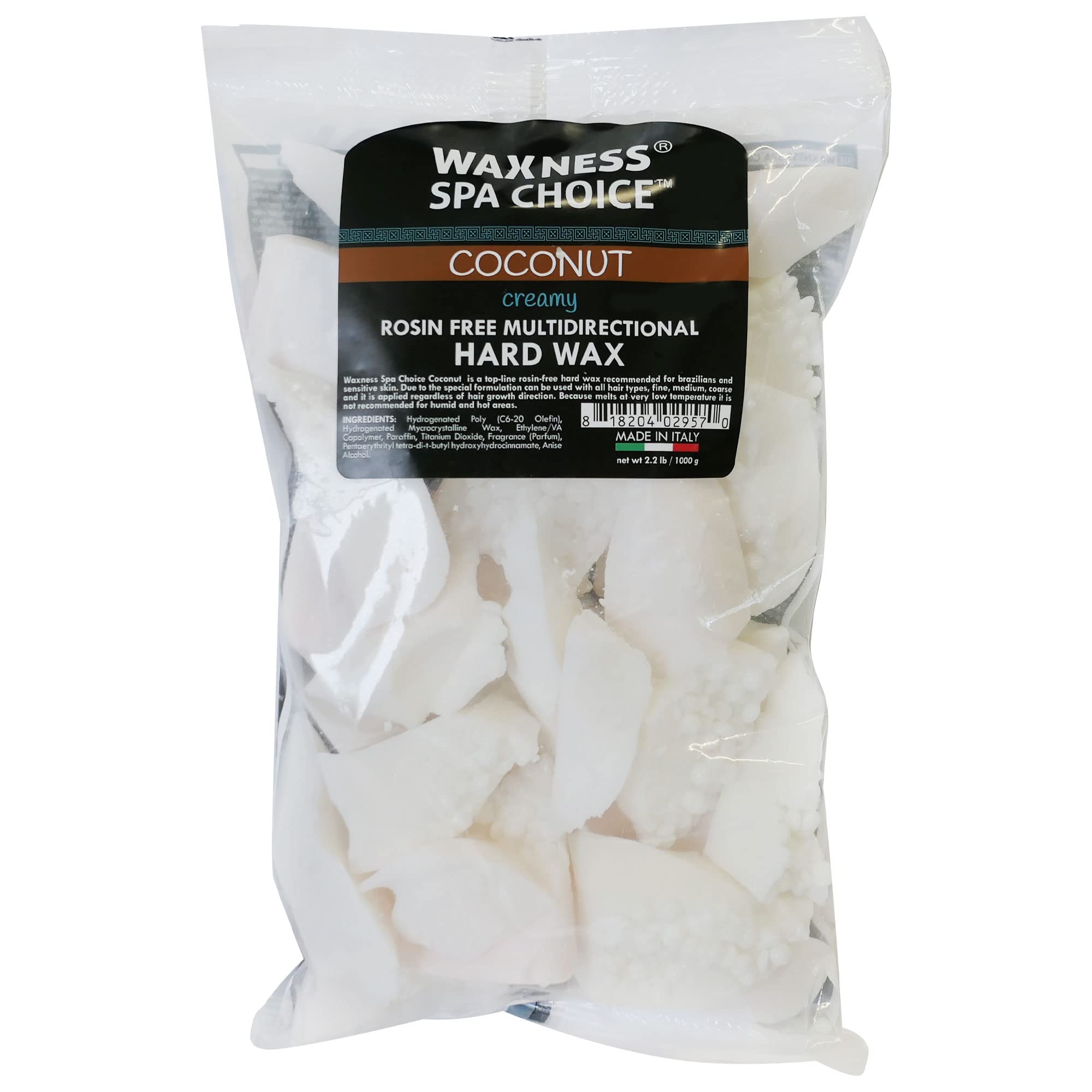 Premium Coconut Hard Wax for Hair Removal - Rosin-Free, Multidirectional, Bulk 12kg (26.6lb) - Ideal for Professional Salons, Spas & At-Home Waxing