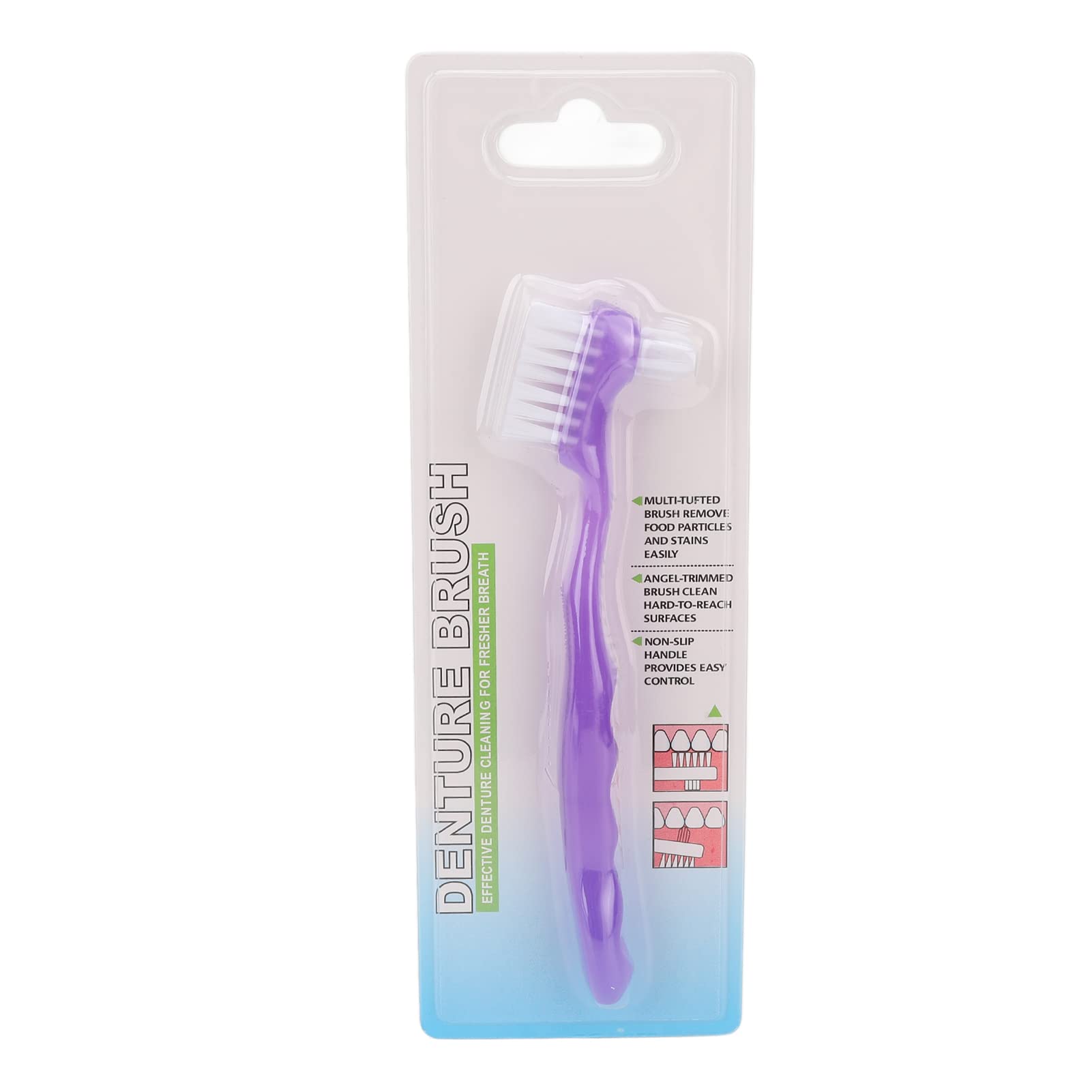 Pavv Denture Brush - Double Sided Soft Bristle False Teeth Cleaner for Elderly | Home & Travel Oral Care Essential | Perfect for Denture Cleaning and Maintenance
