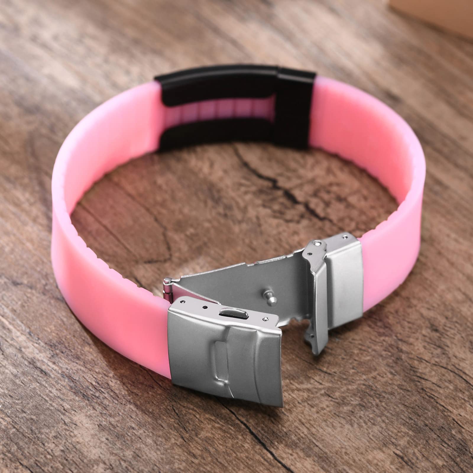 VNOX Custom Medical Alert Bracelet for Men & Women - Engraved Stainless Steel Sport ID Bracelet for Allergies, Diabetes & Emergency Info | Perfect for Running, Hiking & Outdoor Activities