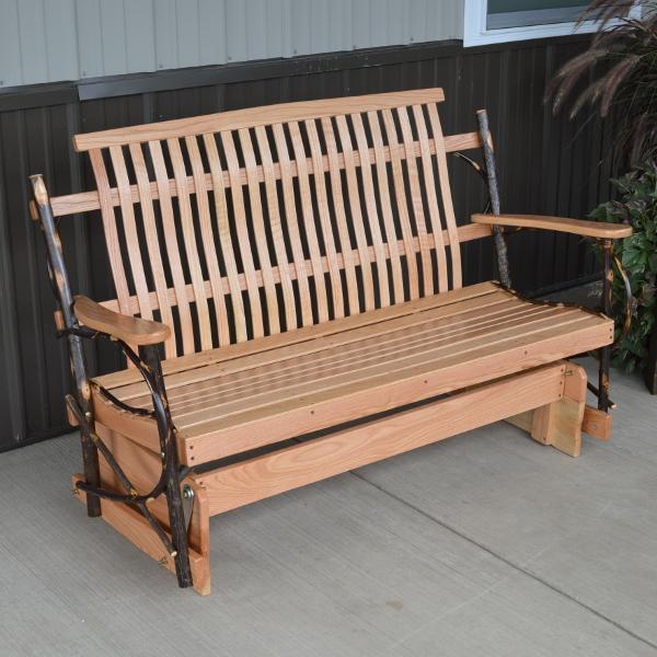 Premium Hickory Wood Porch Glider Swing - Outdoor Patio Rocking Bench for Garden, Deck & Backyard Relaxation | Weather-Resistant & Comfortable Seating