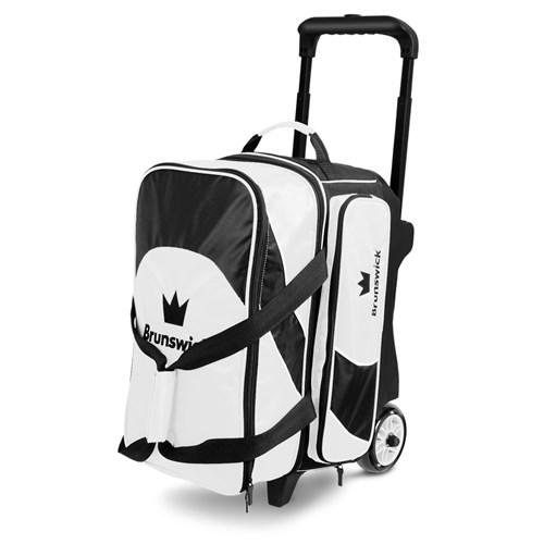 Brunswick Edge Double Roller Bowling Bag - White & Black for Men & Women - Perfect for League Play, Tournaments & Travel