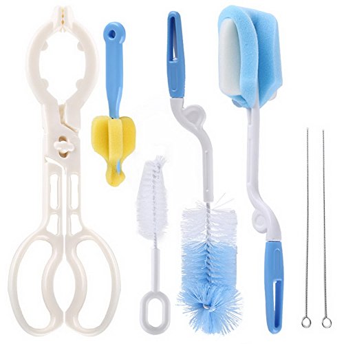 7-Piece Baby Bottle Cleaning Brush Set - Includes Bottle Brush, Nipple Brush & Straw Brush for Newborns | Perfect for Cleaning Baby Bottles, Sippy Cups & Breast Pump Parts