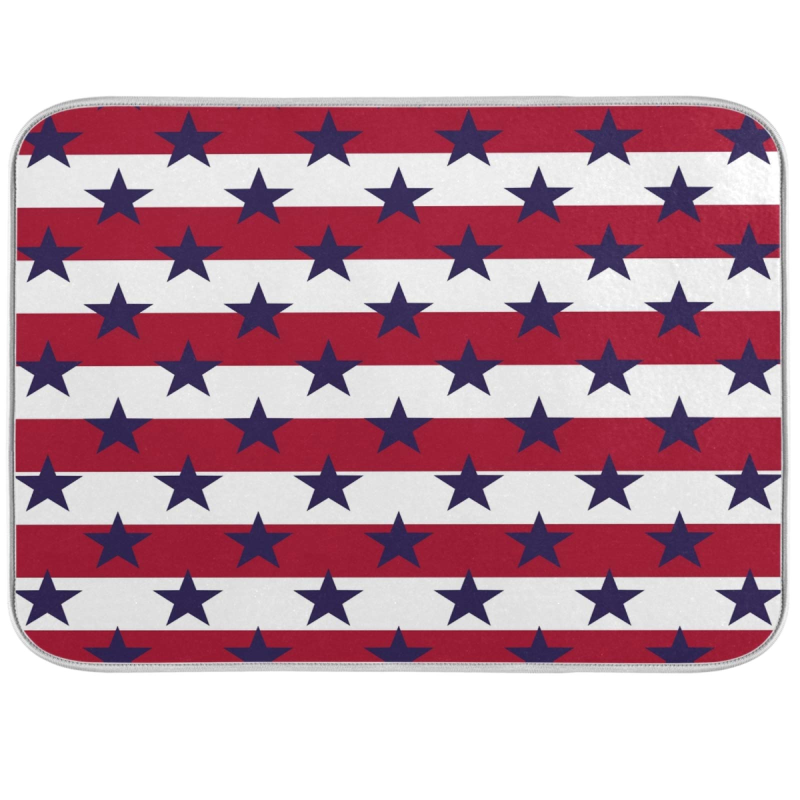 USA July 4th Navy Dish Drying Mat 16x18