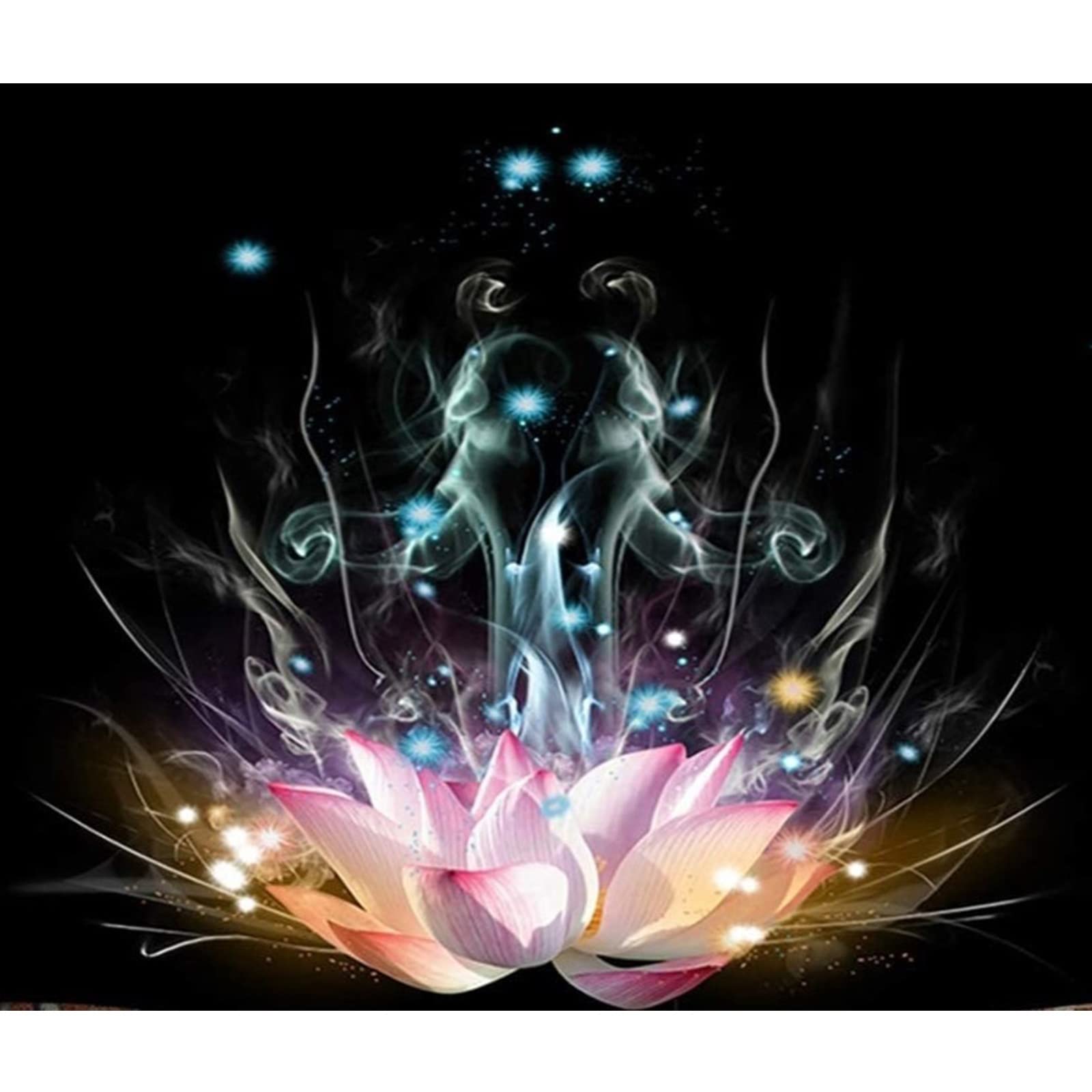 5D DIY Lotus Diamond Painting Kit for Adults - Abstract Flower Diamond Art with Full Drill, Paint by Numbers for Beginners, 12x12 Inch - Home Decor, Wall Art, Stress Relief & Mindfulness Activity