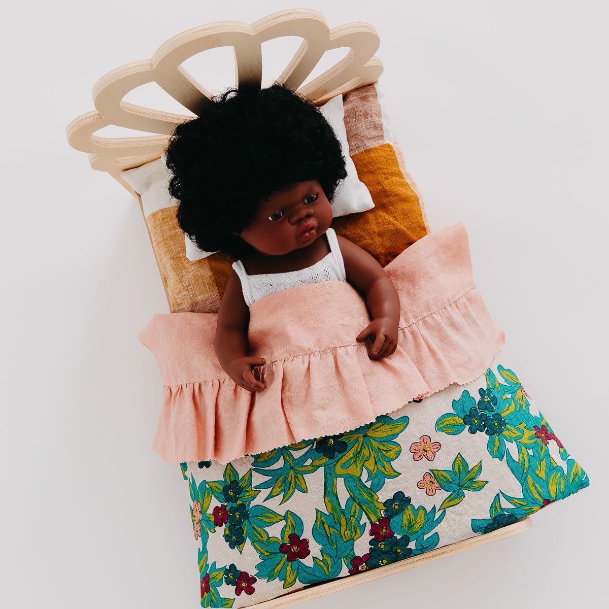 Pine Shell Doll Bed - Handmade Wooden Crib for Baby Dolls - Perfect for Pretend Play, Nursery Decor & Kids' Gift