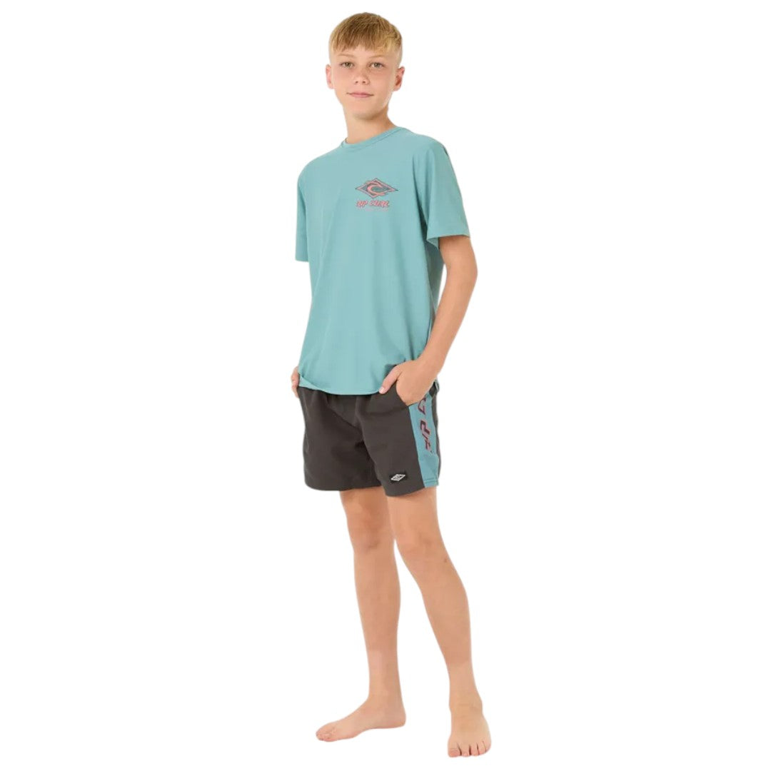 Rip Curl Raw Energy Short Sleeve Rash Vest for Boys - UV Protection Swim Shirt for Surfing, Swimming & Beach Activities