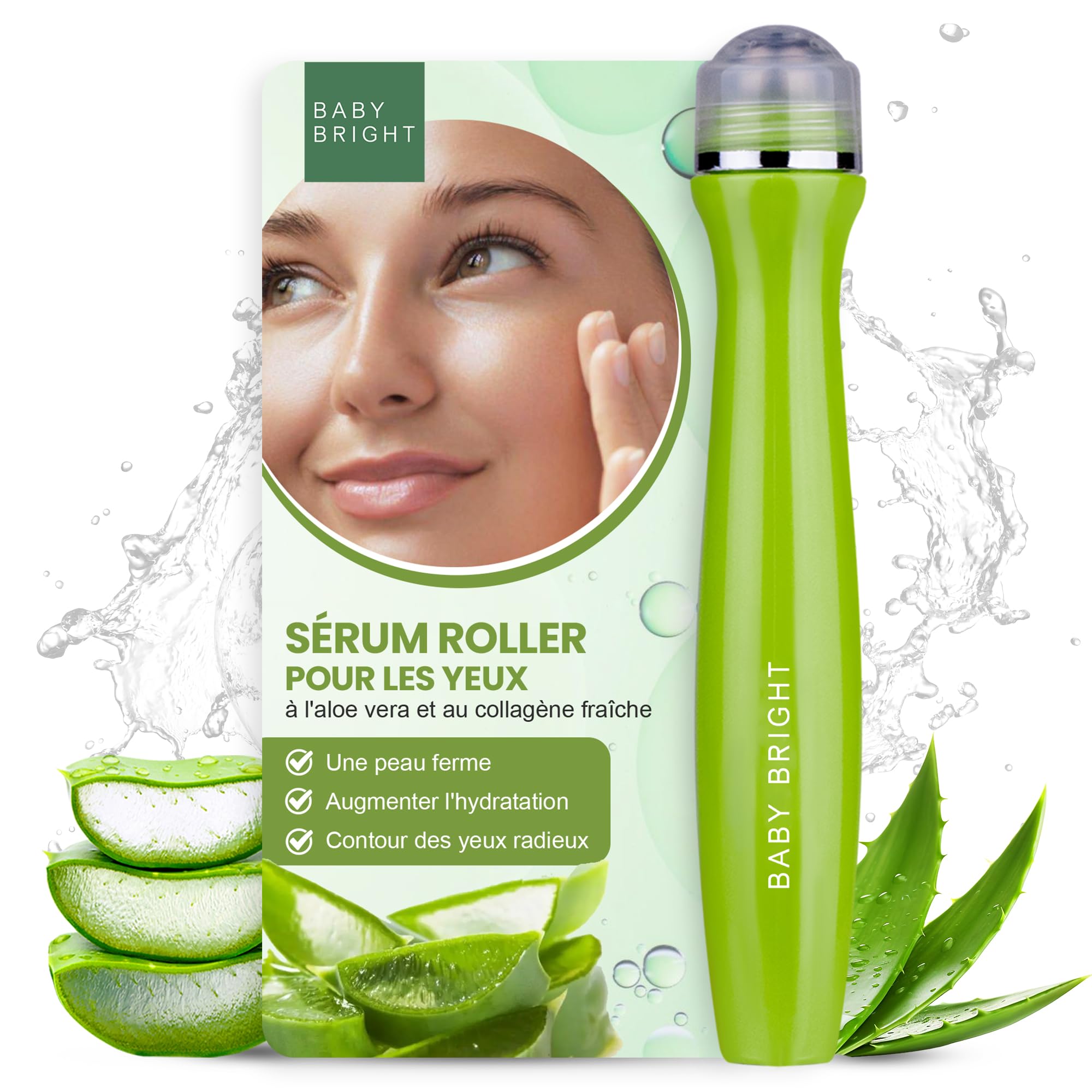 Baby Bright Advanced Eye Serum Roll On - Moisturizing & Brightening Under Eye Treatment with Aloe Vera & Collagen (15ml) - Reduces Dark Circles & Puffiness for Refreshed Morning Look - Perfect for Daily Skincare Routine & Travel