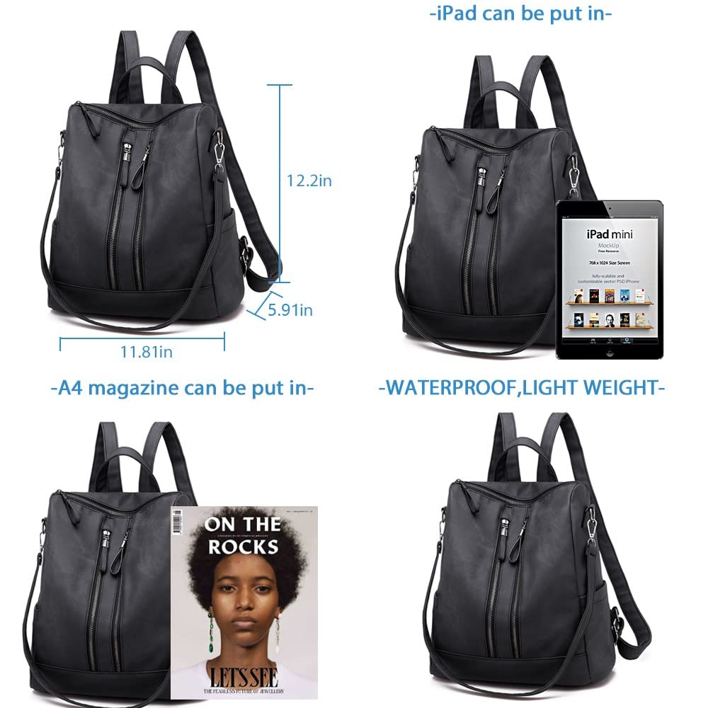 Stylish Women's Leather Backpack Purse - Small Waterproof Anti-Theft Shoulder Bag & Handbag for Daily Commute, Travel, Work & School