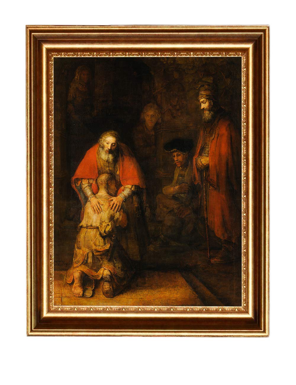 ELITEART Rembrandt The Return of the Prodigal Son Oil Painting Reproduction - Giclee Canvas Wall Art Print, Framed Size 23.25x29.5 Inches - Perfect for Living Room, Office & Home Decor