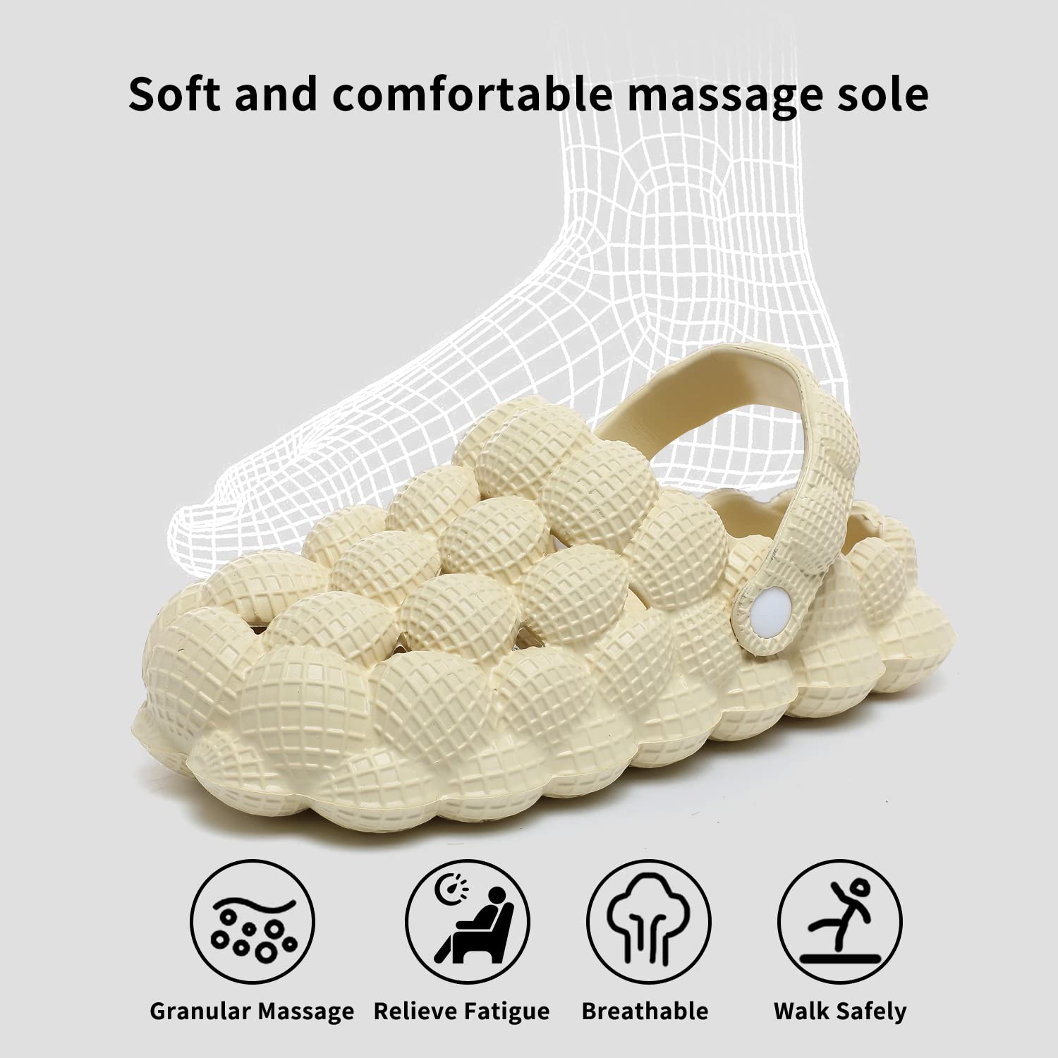 Non-Slip Bubble Slides with Charms for Women & Men - Soft EVA Golf Ball Slippers with Cloud Cushion Thick Sole - Comfortable Spa & Gym Slides for Shower, Bedroom, Home, and Outdoor Wear