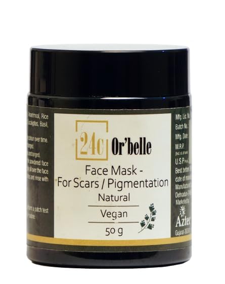 Orbelle Brightening Face Mask with Ashwagandha, Rice Powder & Tea Tree Extract - Reduces Scars & Pigmentation for Glowing Skin - Perfect for Acne-Prone & Sensitive Skin Care Routine