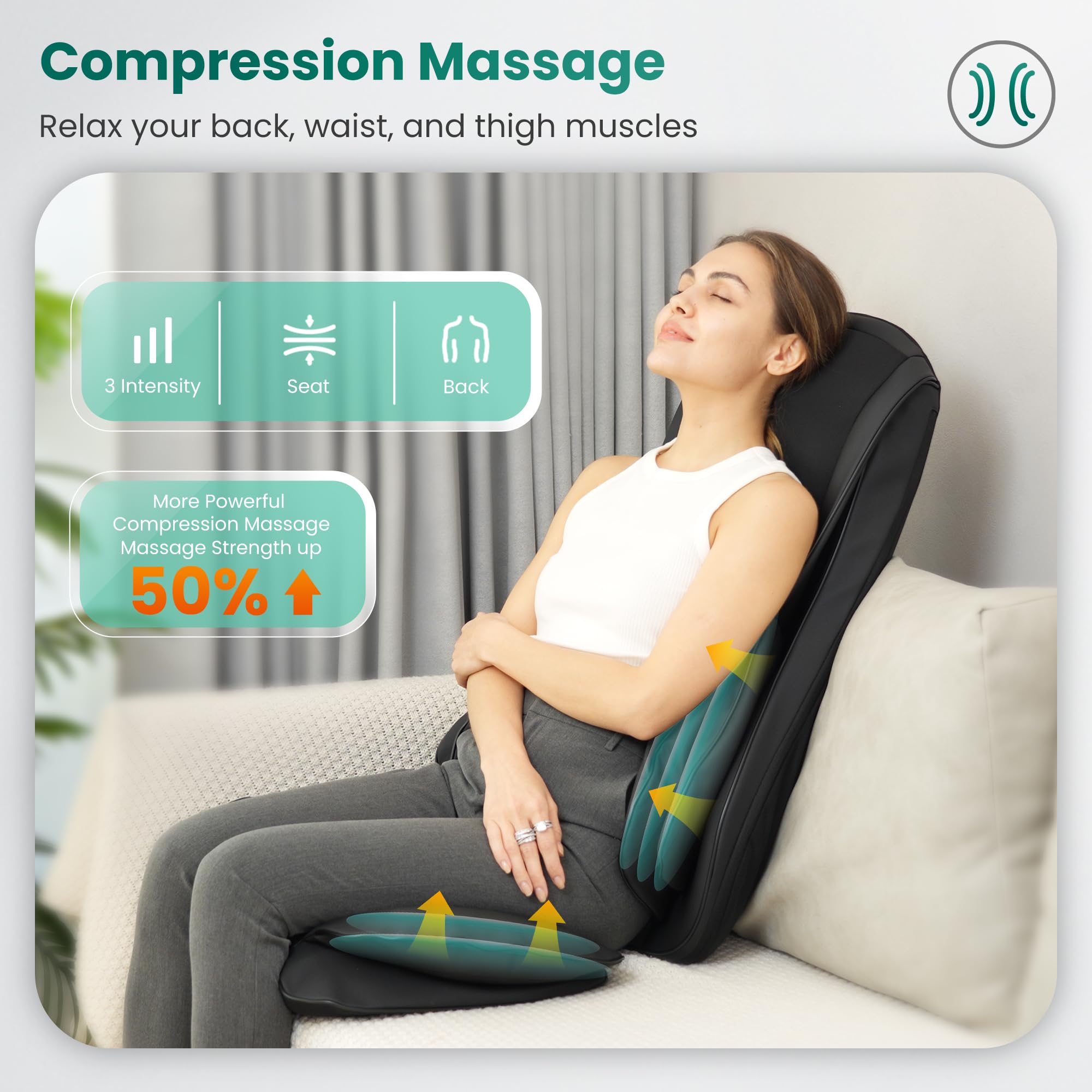 Snailax Shiatsu Neck & Back Massager with Heat - Full Body Massage Chair Pad with Compression for Neck, Shoulder & Back Pain Relief - Perfect Gift for Men & Women - Use at Home, Office or Car for Relaxation & Stress Relief