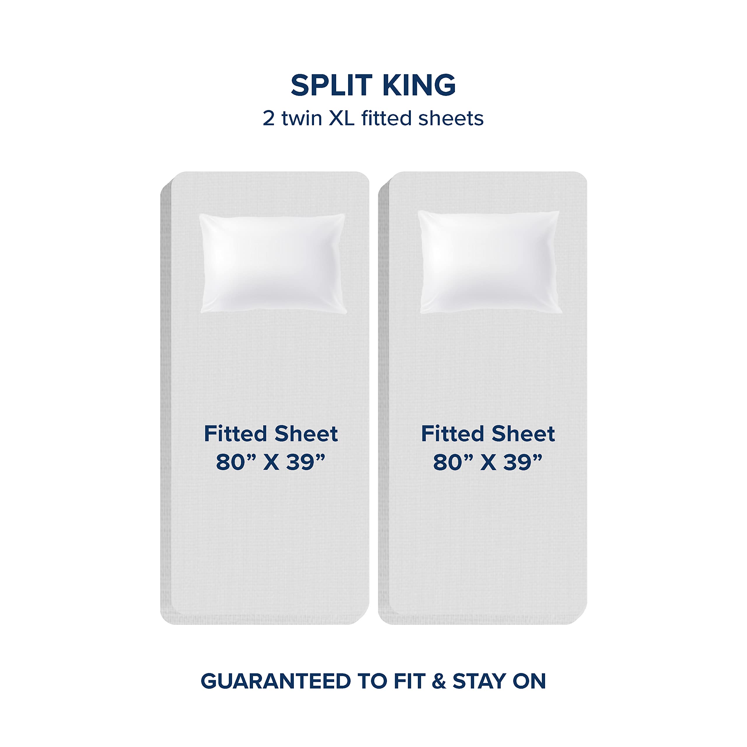 Bare Home 2-Pack Split King Fitted Sheets - 1800 Ultra-Soft Microfiber Deep Pocket Twin XL Bed Sheets (White) - Perfect for Adjustable Beds, Guest Rooms & Luxury Bedding