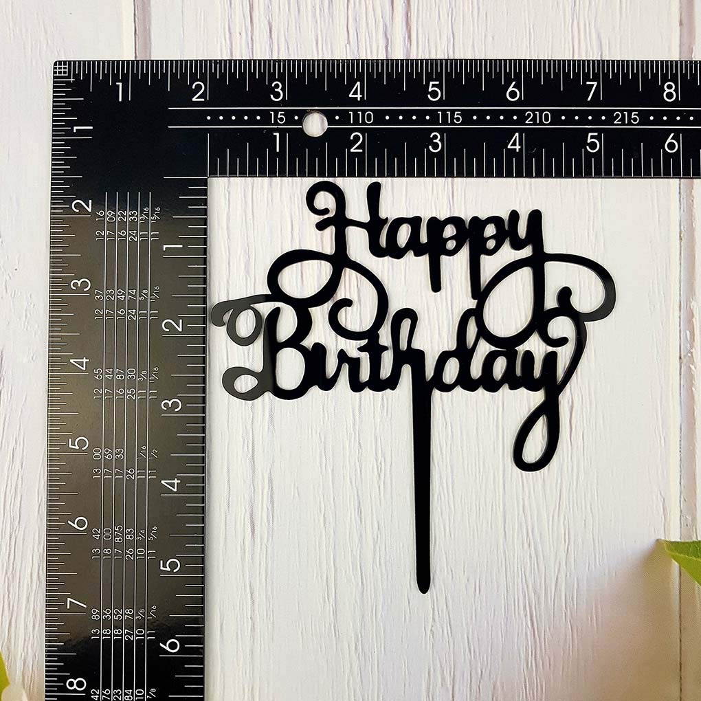 Happy Birthday Cake Topper - Elegant Black Acrylic Party Decoration for Birthday Cakes, Cupcakes & Desserts | Perfect for Birthday Parties, Baby Showers & Special Celebrations