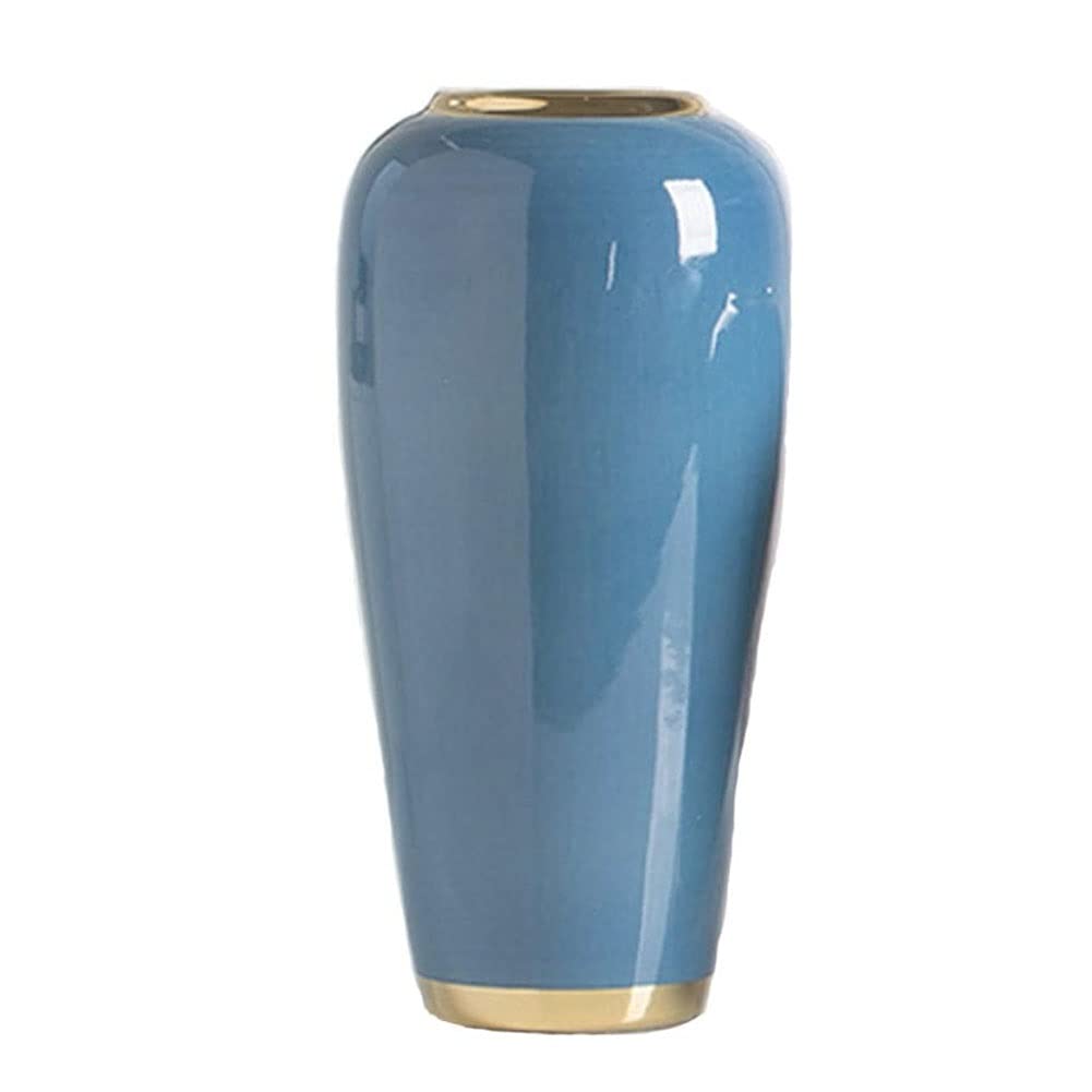XXSLY Vintage Blue Ceramic Vase - Handcrafted Tabletop Flower Vase for Dried/Preserved Flowers - Elegant Home & Office Decor (3 Color Options) - Perfect for Centerpieces, Wedding Decor & Living Room Accents