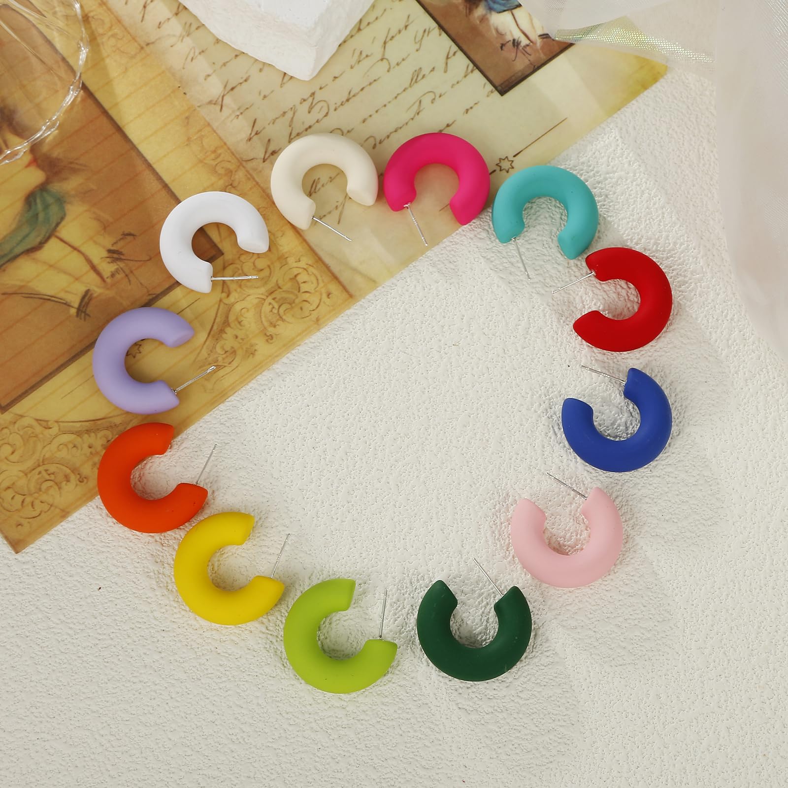 Lightweight Acrylic Chunky Hoop Earrings for Women - Candy Color Thick Open Hoops | Perfect for Everyday Wear, Parties & Gift Giving