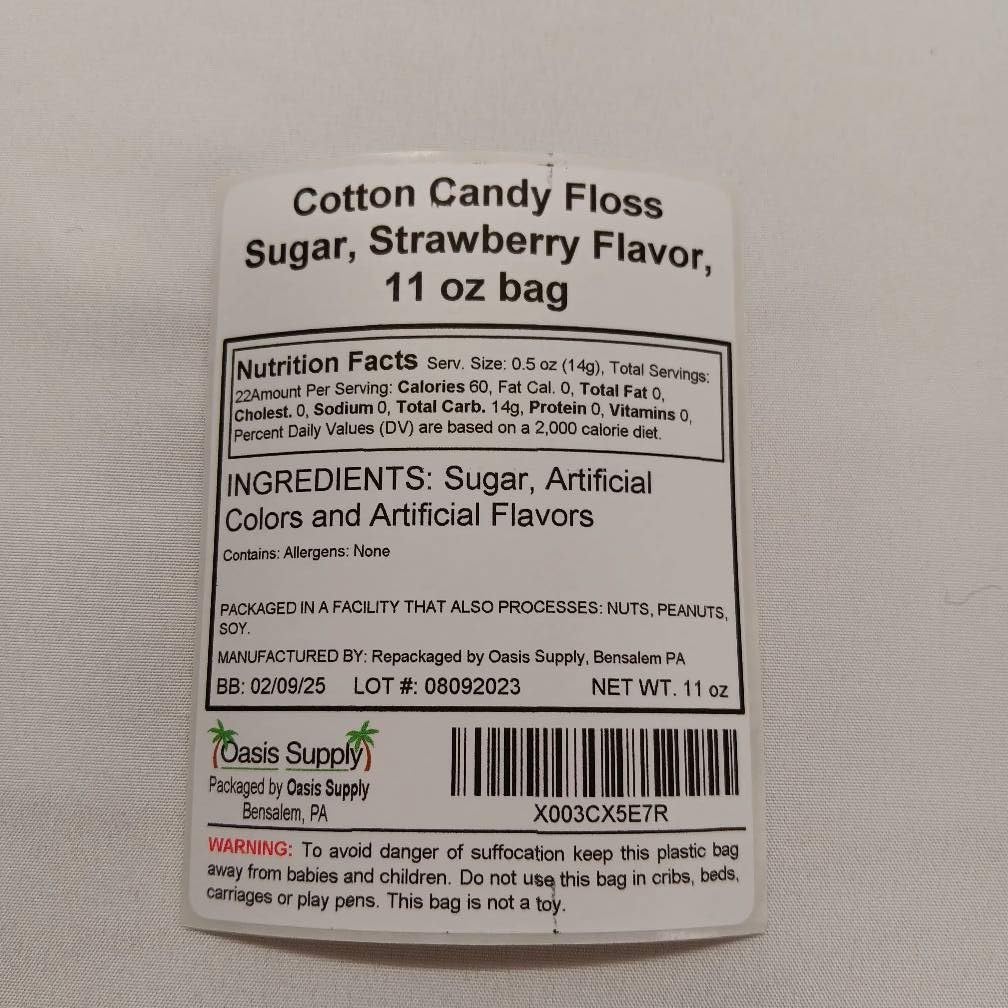 Premium Cotton Candy Sugar Floss (2 Pack, Strawberry Flavor) - 22 oz Bulk Cotton Candy Floss Mix for Machine - Perfect for Parties, Carnivals & Home Treats