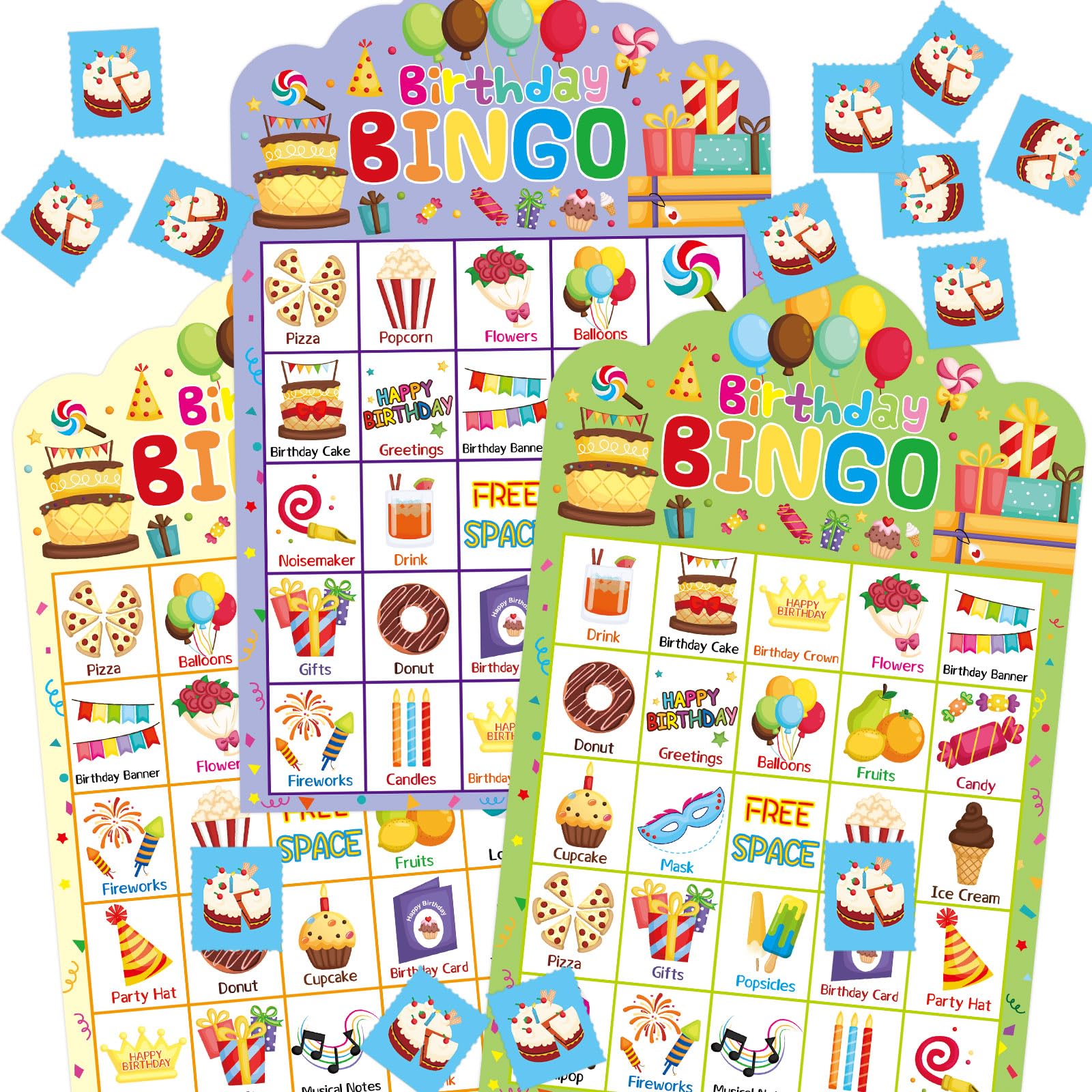 Birthday Bingo Game for Kids - 24 Player Die-Cut Bingo Cards Set - Fun Party & Classroom Activity Supplies for School Events, Family Gatherings & Holiday Celebrations
