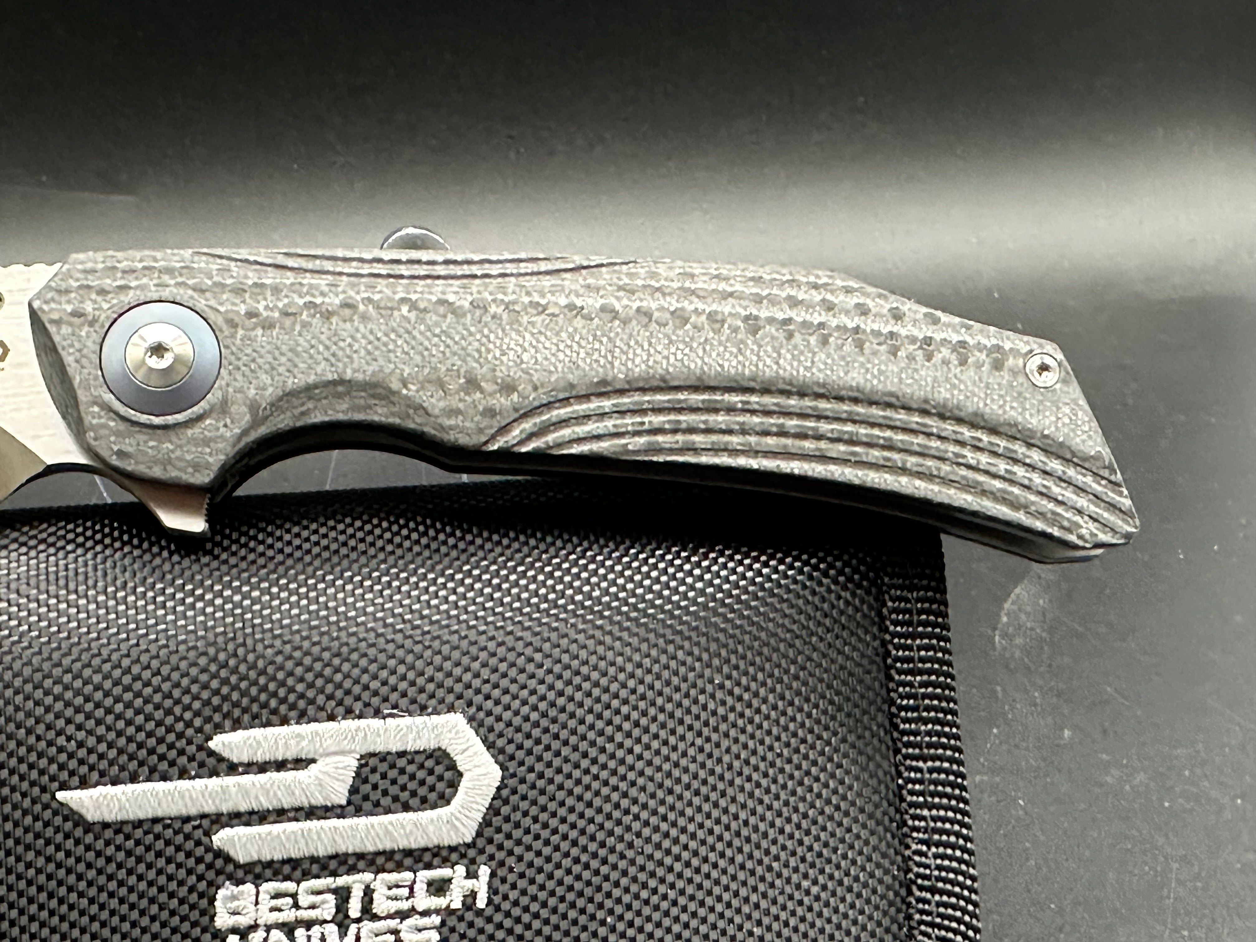 Bestech Falko Liner Lock Folding Knife - Black G10/CF Handle, 3.8