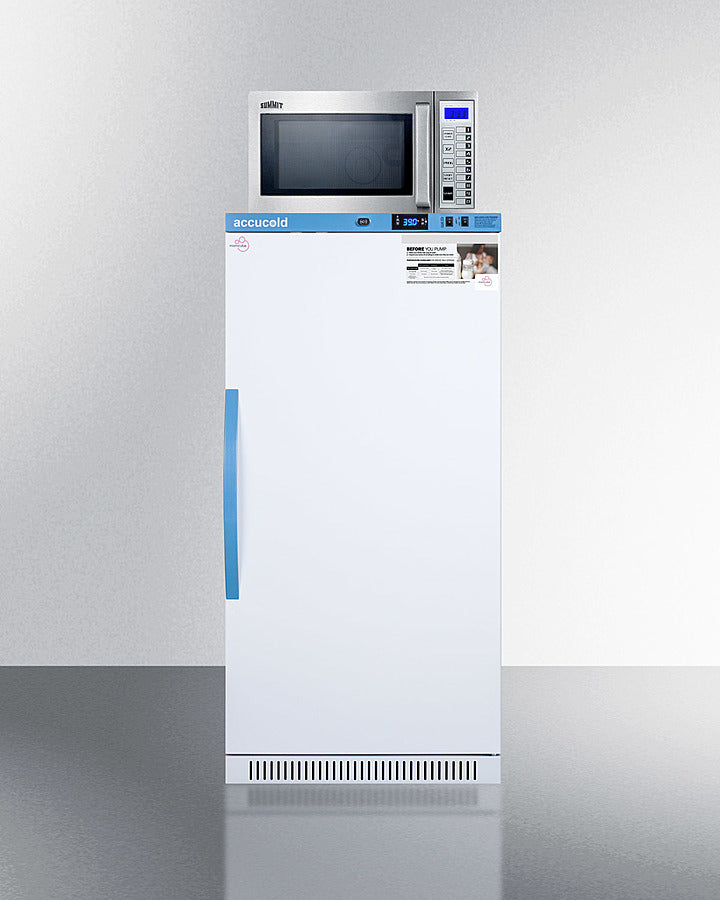 Accucold 8 cu.ft. MOMCUBE Breast Milk Refrigerator with Interior Lockers & Microwave Combo - MLRS8MCLK SCM1000SS - Perfect for Hospitals, Daycares & Breastfeeding Moms