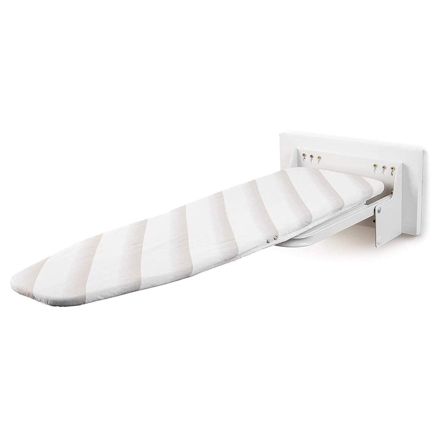 MYOYAY 13 x 37 Inch Wall Mounted Foldable Ironing Board - 180° Swivel Space-Saving Design with Heat Resistant Cover - Perfect for Small Apartments, Laundry Rooms & Home Use - White