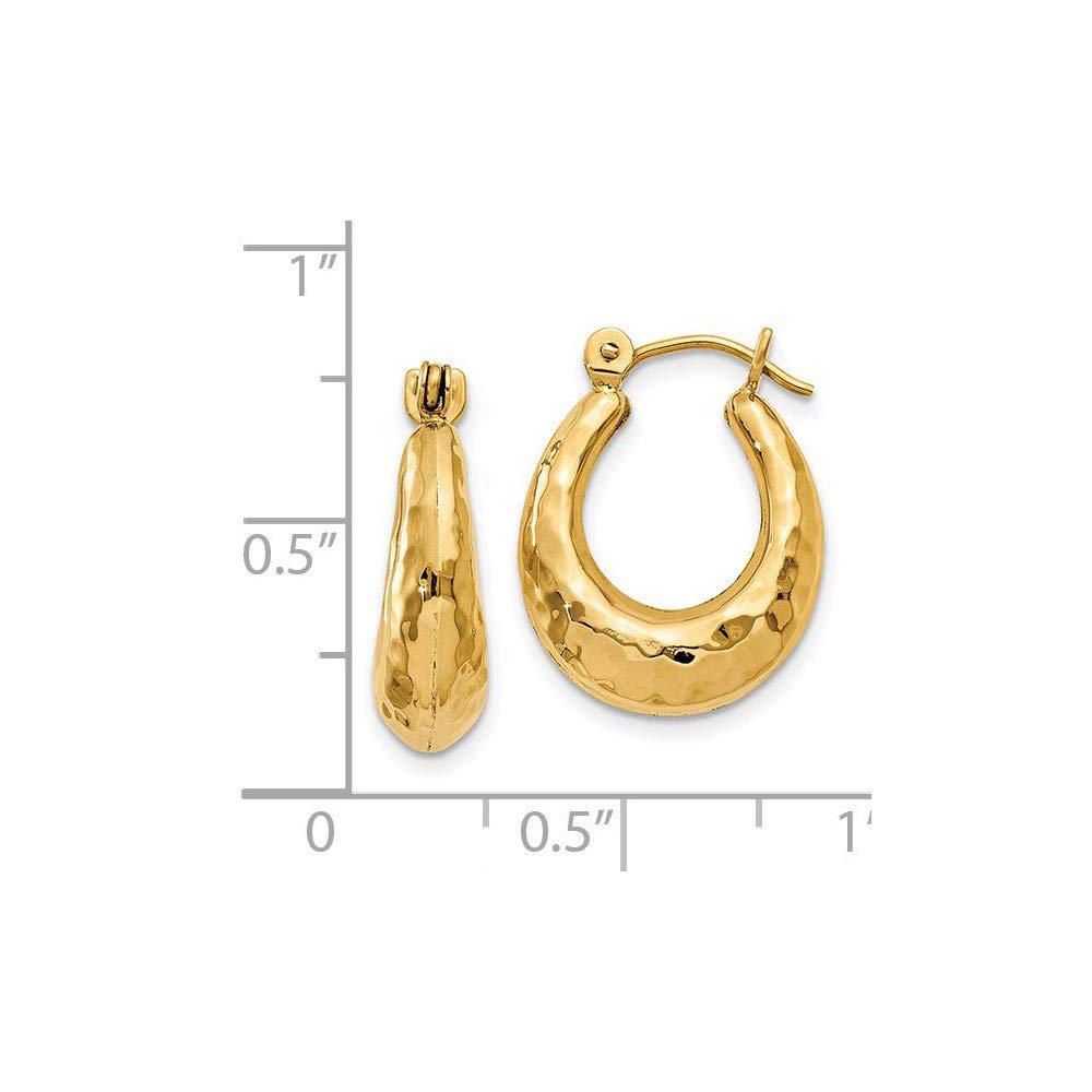 14K Yellow Gold Hammered Hollow Hoop Earrings for Women - Trendy Fancy Dangle Ear Jewelry - Perfect for Parties, Weddings & Everyday Wear