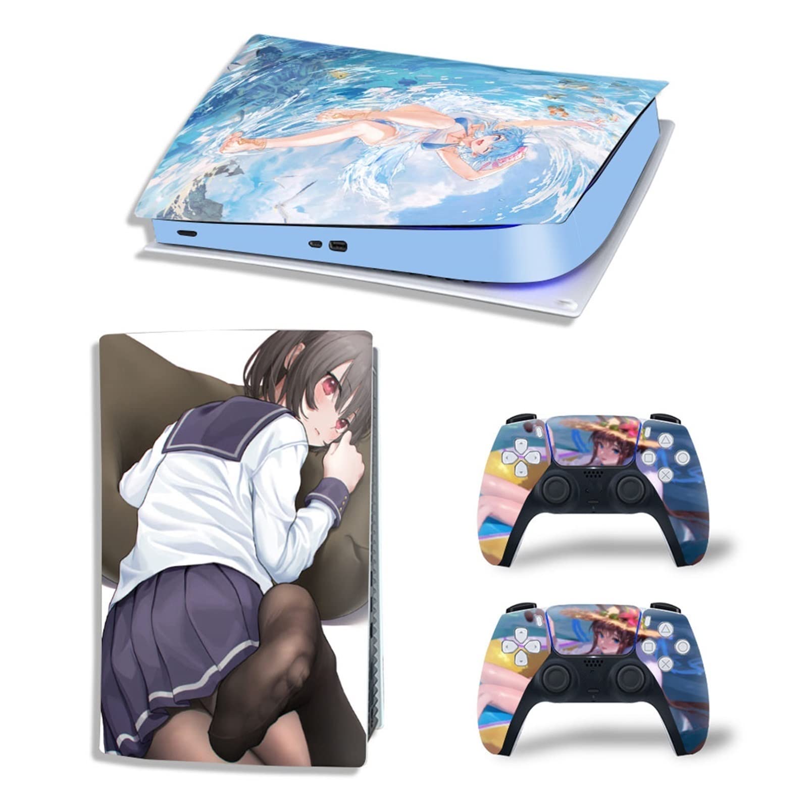 Anime Console Vinyl Wrap for PS5 Digital Edition - Scratch-Resistant, Bubble-Free, Durable Skin with 2 Controller Decals | Perfect for Gaming Setups & Anime-Themed Rooms