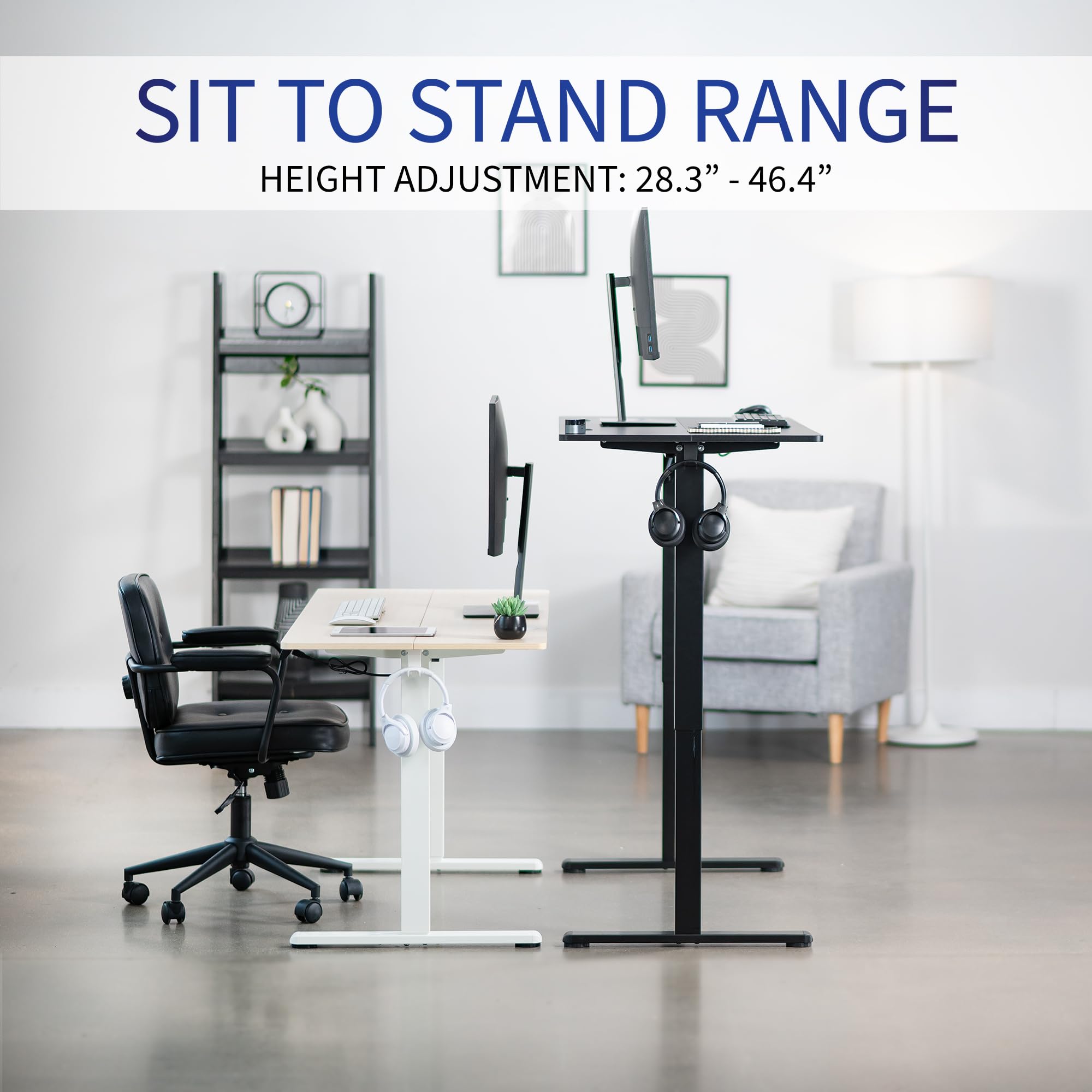 VIVO Electric Height Adjustable 55 x 24 inch Sit Stand Desk with Memory Controller, Light Wood Top & White Frame - Perfect for Home Office, Gaming & Workspace (DESK-E155TC)