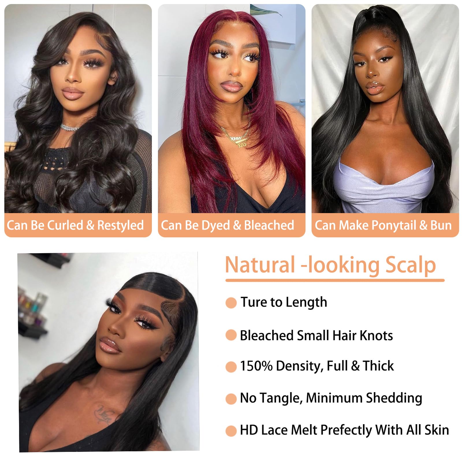 MYSTERY 13x4 Straight Lace Front Wigs Human Hair - 150% Density HD Lace Frontal Wig for Women - Natural Black with Baby Hair (30 Inch) - Perfect for Daily Wear, Cosplay & Special Occasions