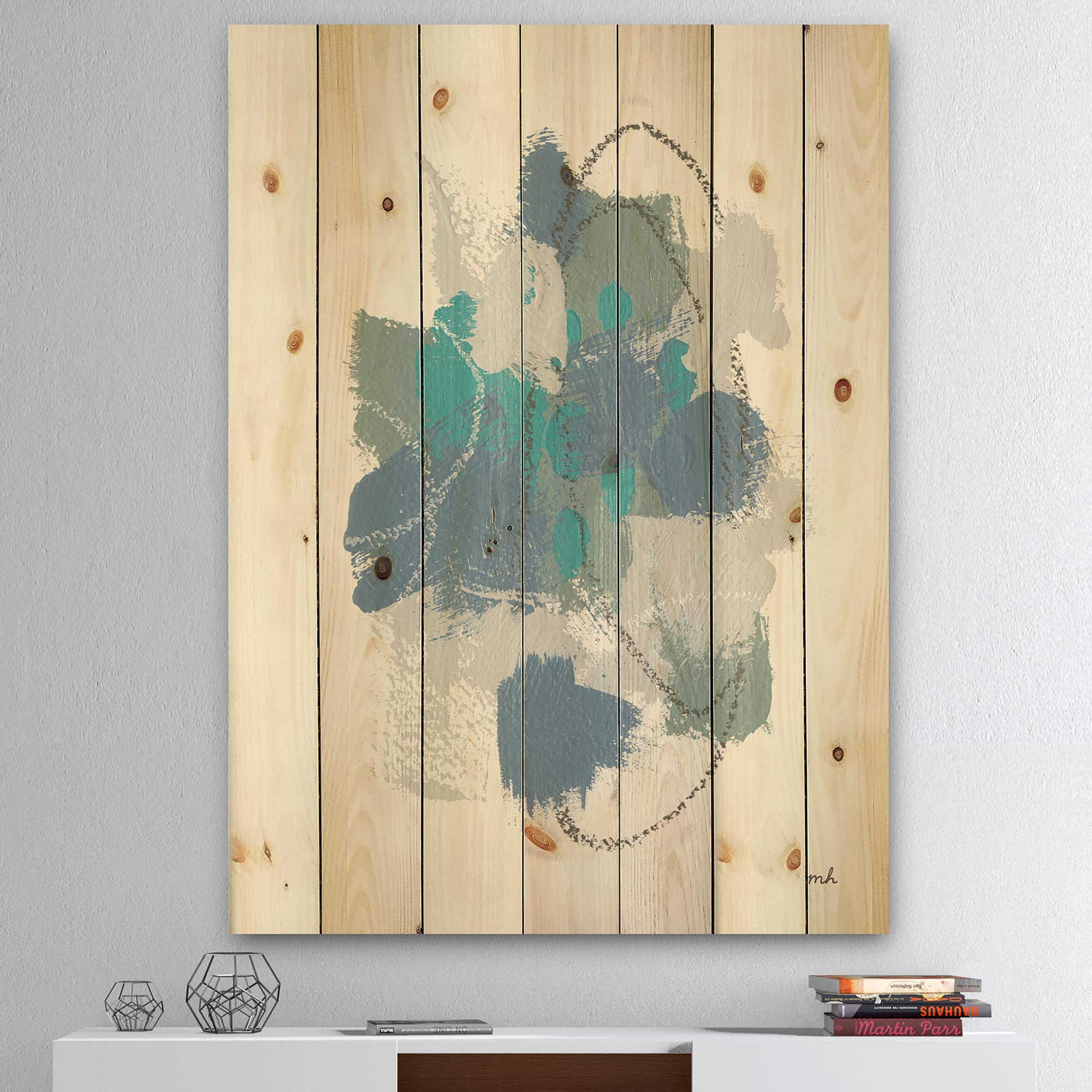 DesignQ Hopeful III Modern Wood Wall Art - Blue Abstract Pine Wood Wall Decor, Large Contemporary Wood Panels for Living Room, Bedroom & Office Decor