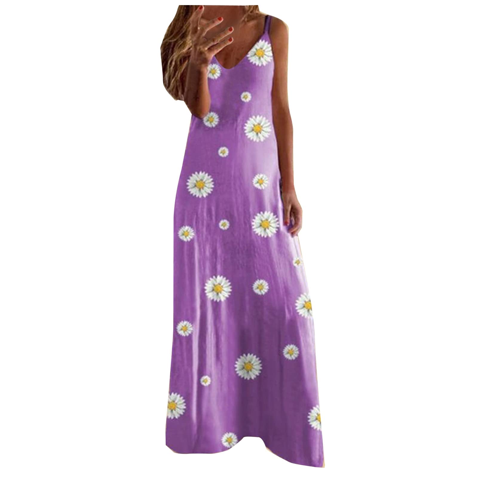 Floral Printed Sling Maxi Dress for Women - Summer Slimming Long Dress, Sexy Party & Beach Dress, Casual Suspender Dresses - Perfect for Vacations, Weddings & Outdoor Events