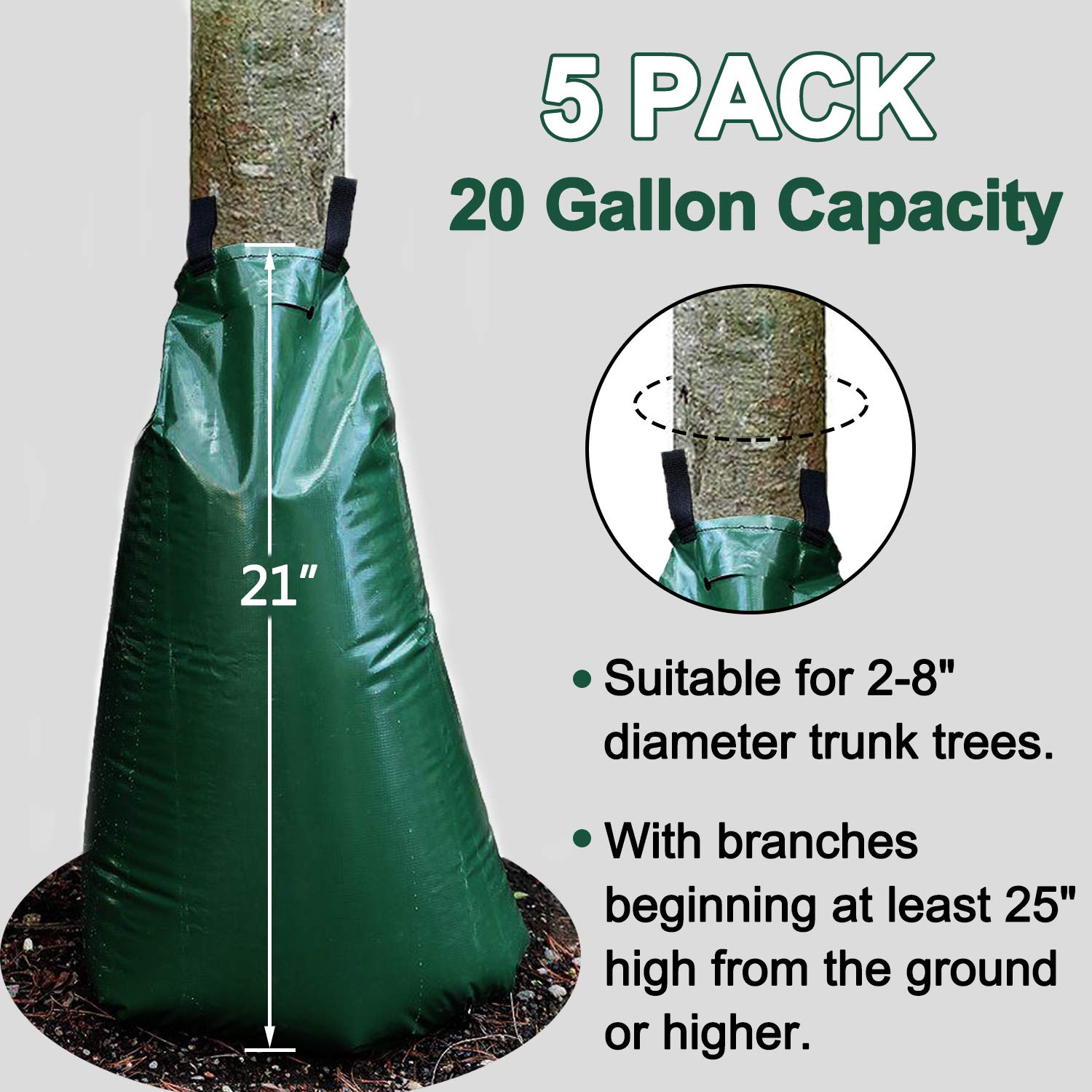 12 Pack 20 Gallon Tree Watering Bags - Reusable Heavy Duty Slow Release Drip Irrigation System for Trees | Premium PVC Plant Watering Bags for Garden, Landscape & Drought Protection