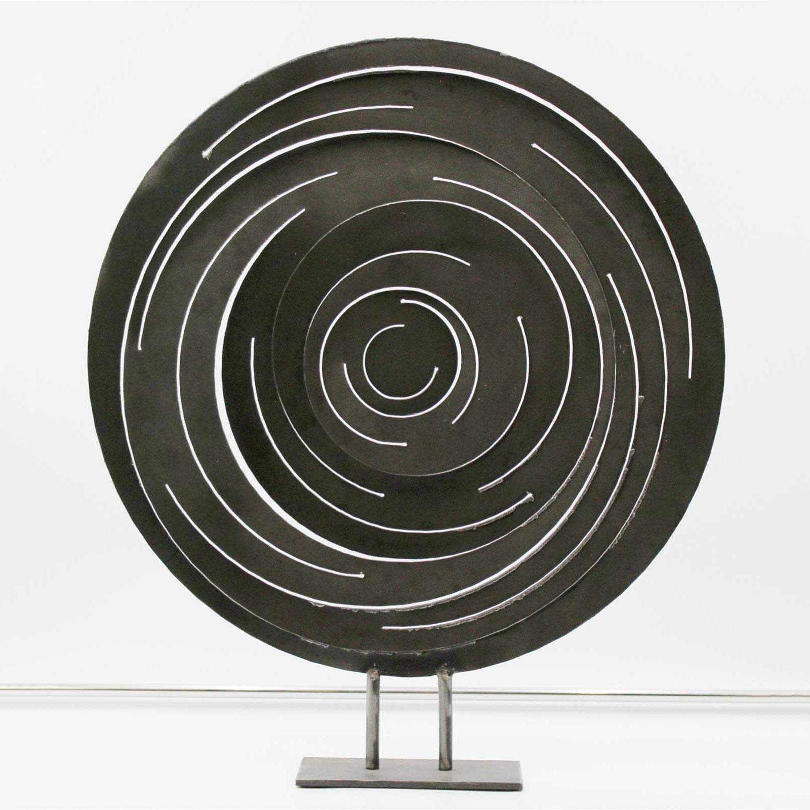 Black Steel Fire Sculpture - Modern Outdoor Fire Pit Art for Patio, Garden, and Backyard Decor