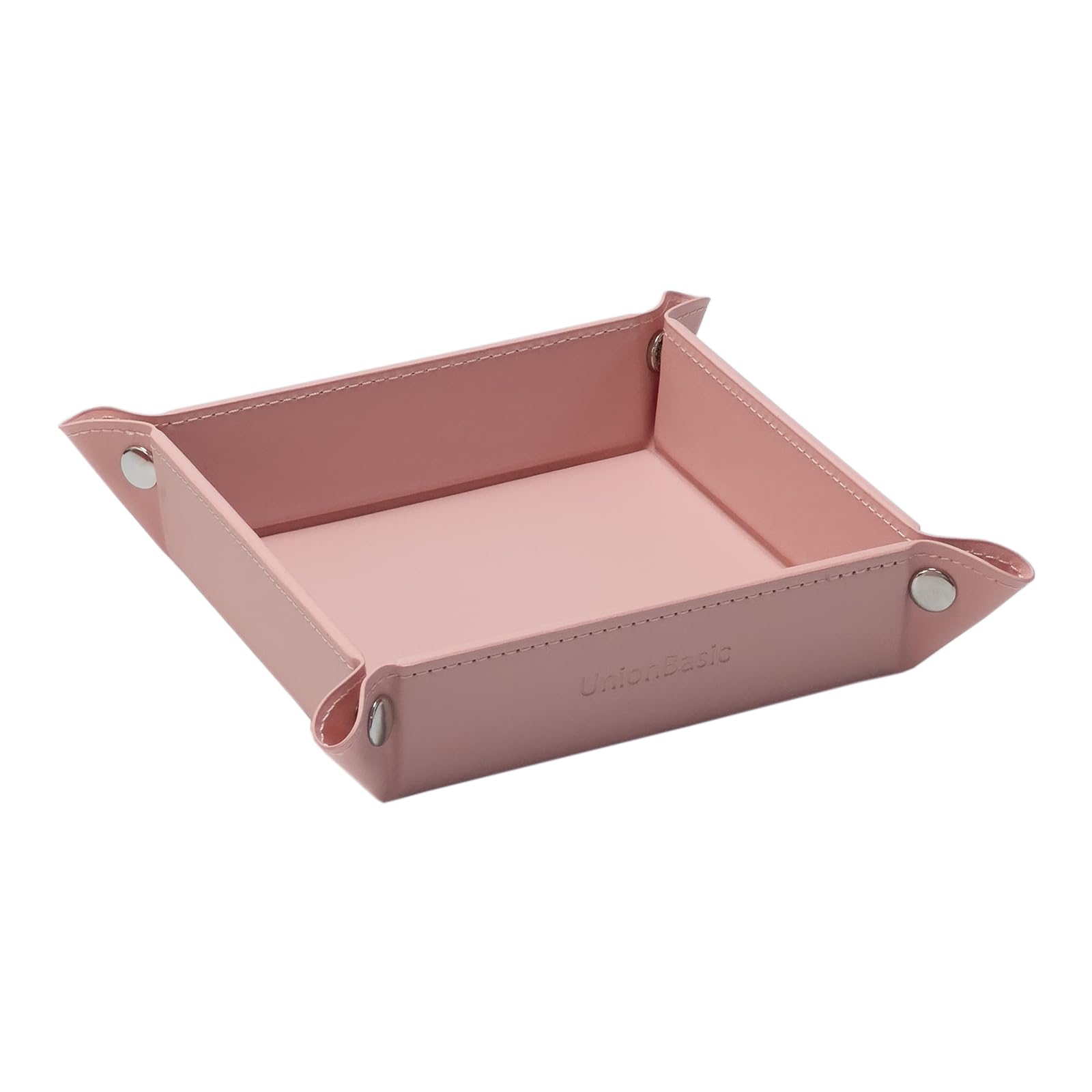 UnionBasic Small Valet Tray - Jewelry Organizer for Rings, Watches & Earrings | Entryway Catchall for Keys, Coins & Change | Nightstand Bedside Valet Holder | Electronic Gadgets & Candy Storage | Perfect for Home, Office & Travel Use - Candy Pink