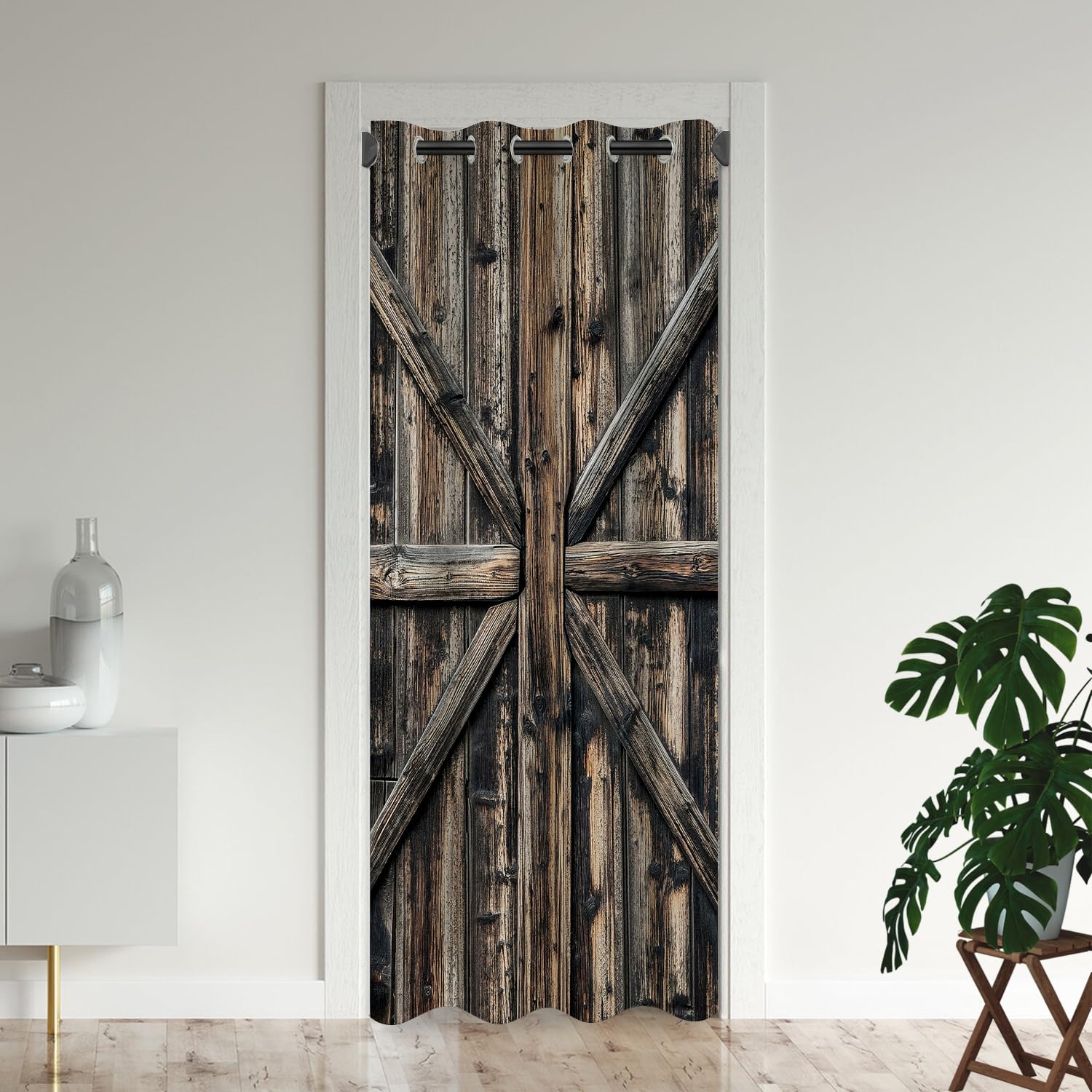 Rustic Wooden Barn Door Curtains - 42