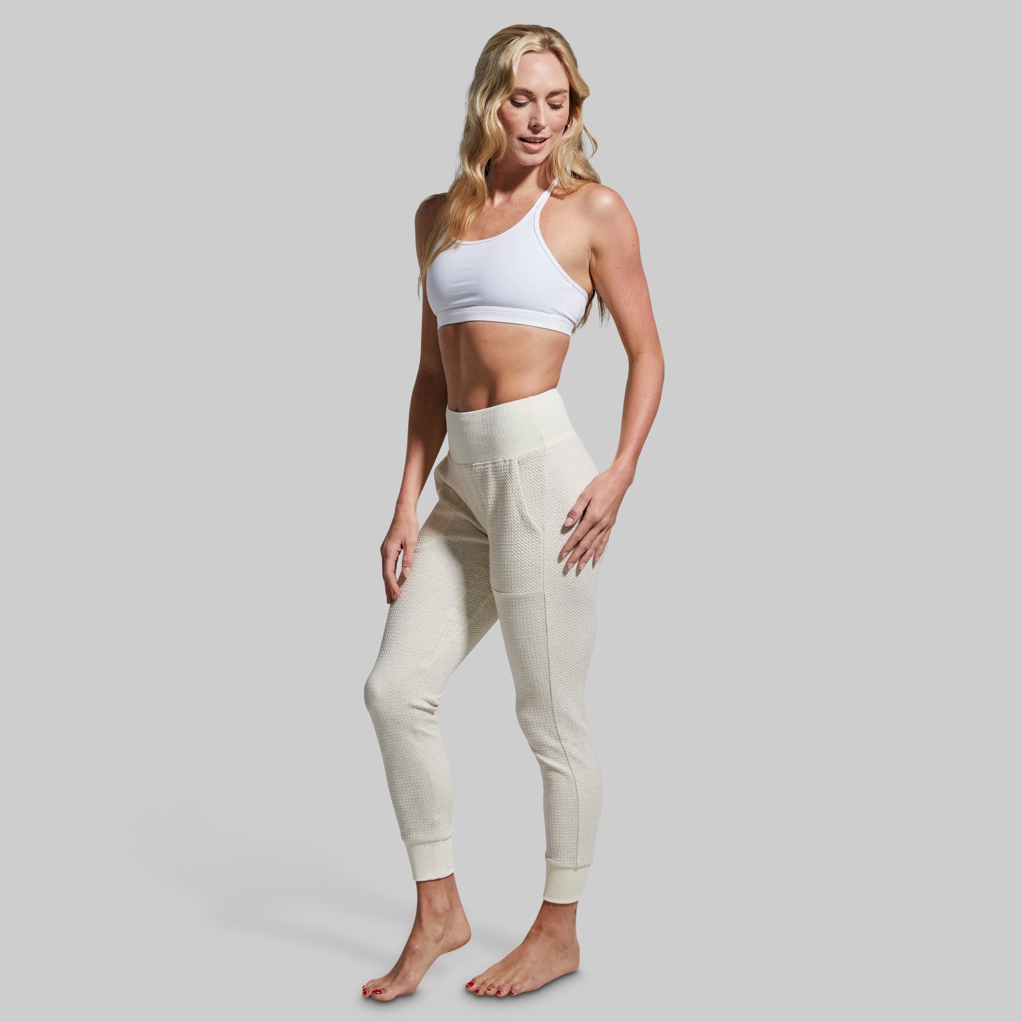 Women's Soft Cloud Jogger Set - Heather Oatmeal Color Comfortable Lounge Wear for Running, Yoga & Home Relaxation