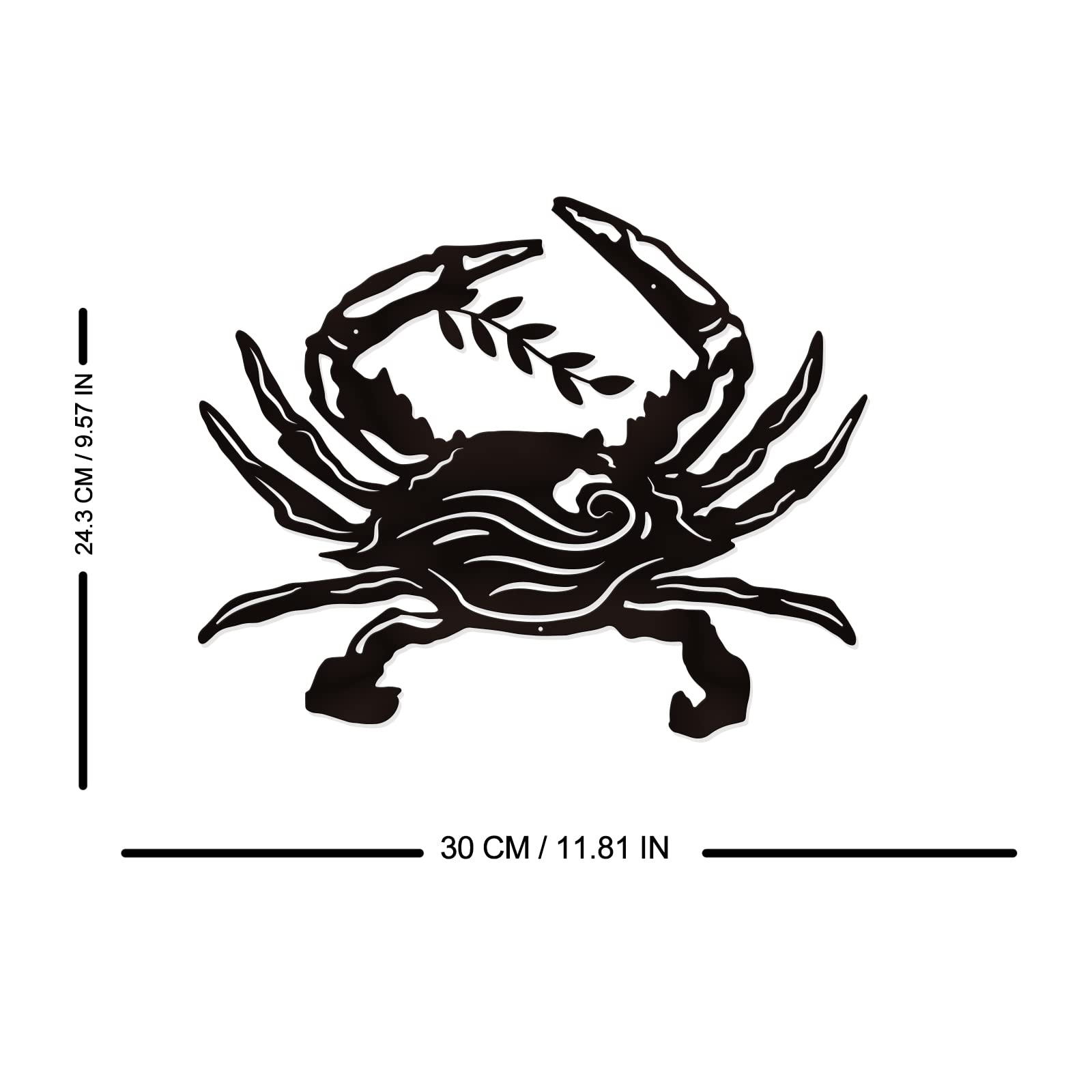 SUPERDANT Wrought Iron Crab & Olive Branch Wall Art - 11.81”x9.57” Metal Wall Decor Sculpture, Rustic Home Wall Hanging Plaque for Living Room, Bedroom, Kitchen & Office Decor