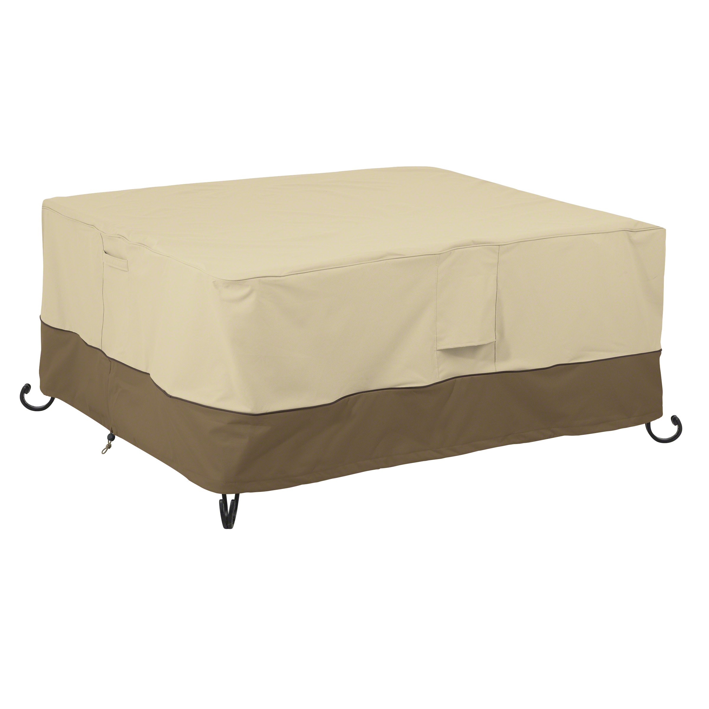 Classic Accessories Veranda 40 Inch Rectangular Fire Pit Table Cover - Water-Resistant Outdoor Firepit Protection for Patio, Deck, and Backyard Use