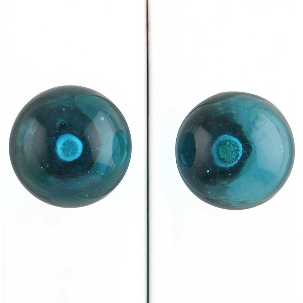 20-Piece Turquoise Glass Round Drawer Knobs - Premium Kitchen Cabinet Hardware & Dresser Pulls for Home Decor (Perfect for Modern Kitchens, Bathrooms & Furniture Upgrades)