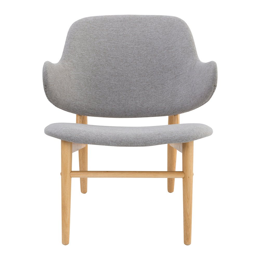 VERONIC Lounge Chair - Natural & Light Grey Fabric Upholstery - Modern Accent Chair for Living Room, Bedroom, or Office