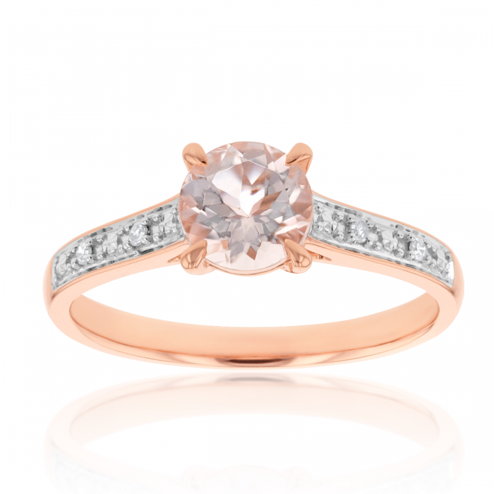 9ct Rose Gold Elegant Morganite and Diamond Ring for Women - Perfect for Engagement, Wedding, Anniversary & Special Occasions