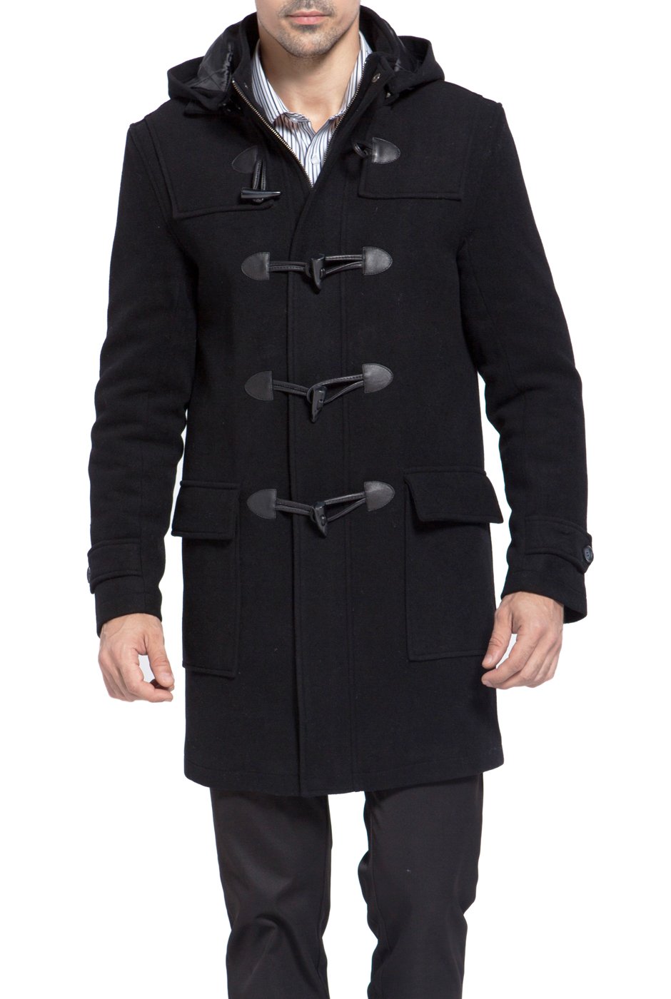 BGSD Men's Benjamin Wool Blend Classic Duffle Coat - Winter Warm Overcoat for Regular & Big & Tall Sizes | Casual Outerwear for Work, Travel & Everyday Wear